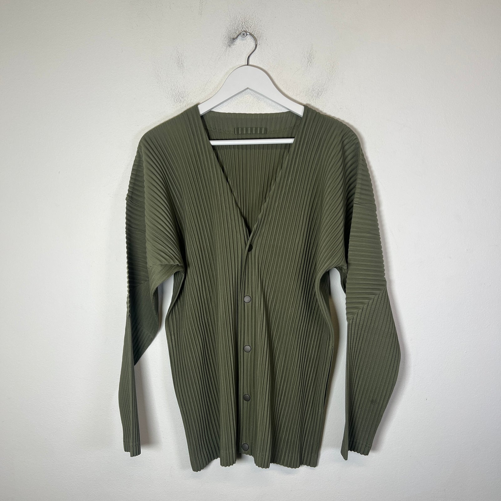 HOMME PLISSE Issey Miyake Olive Cardigan Size 3