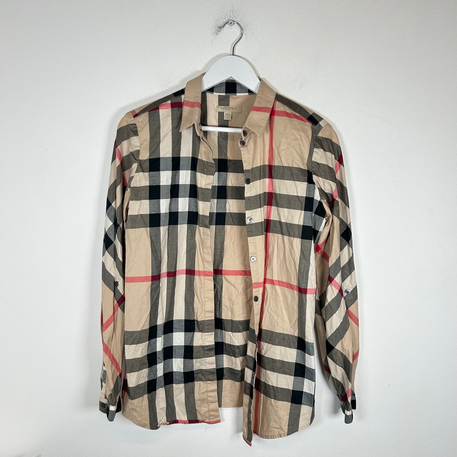 Burberry Tan Check Button Up Size M