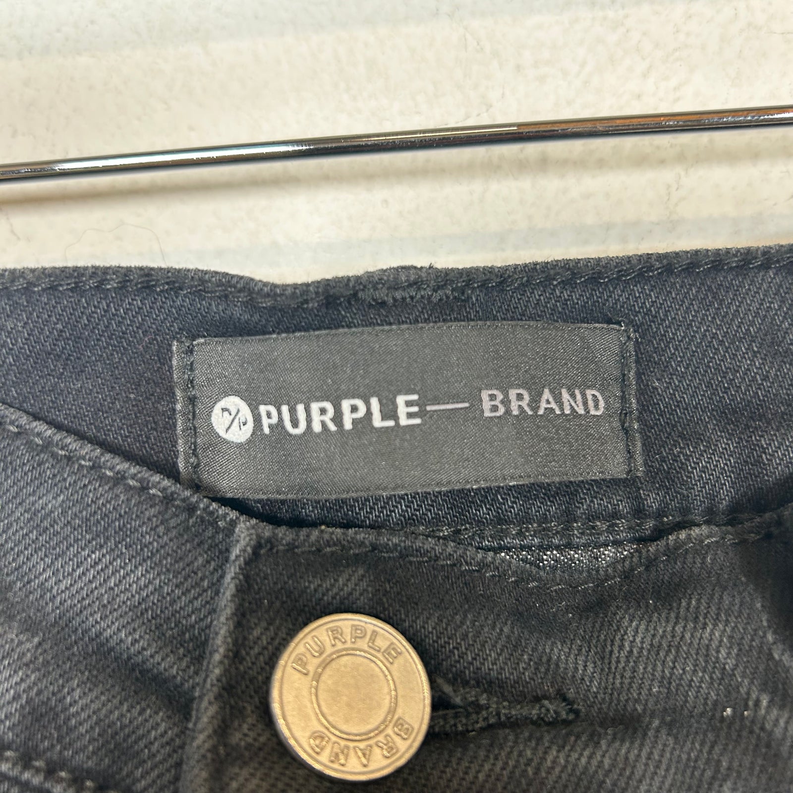 Purple Black Distressed Denim Jeans Size 36
