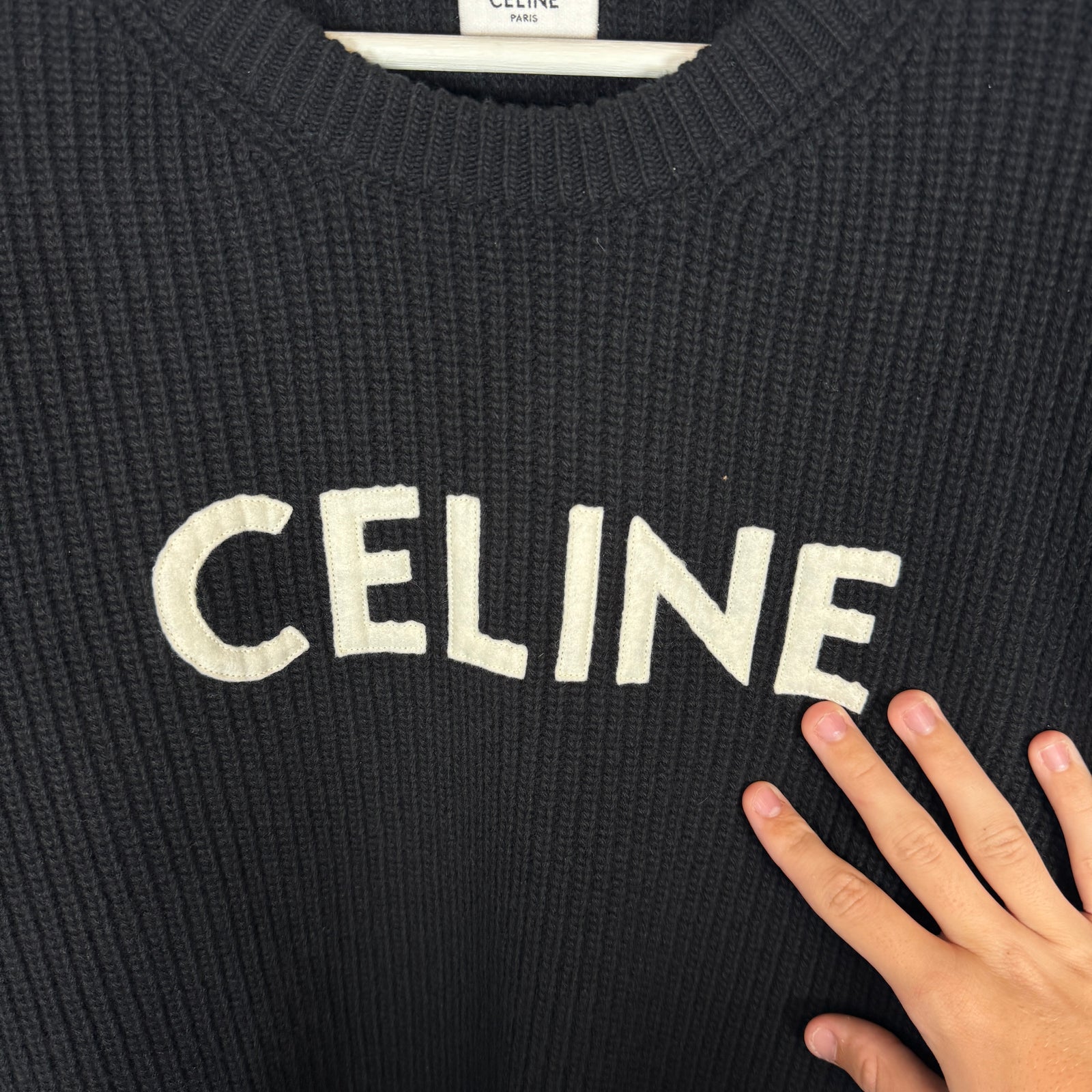 Celine Black Oversized Wool Knit Sweater Size L