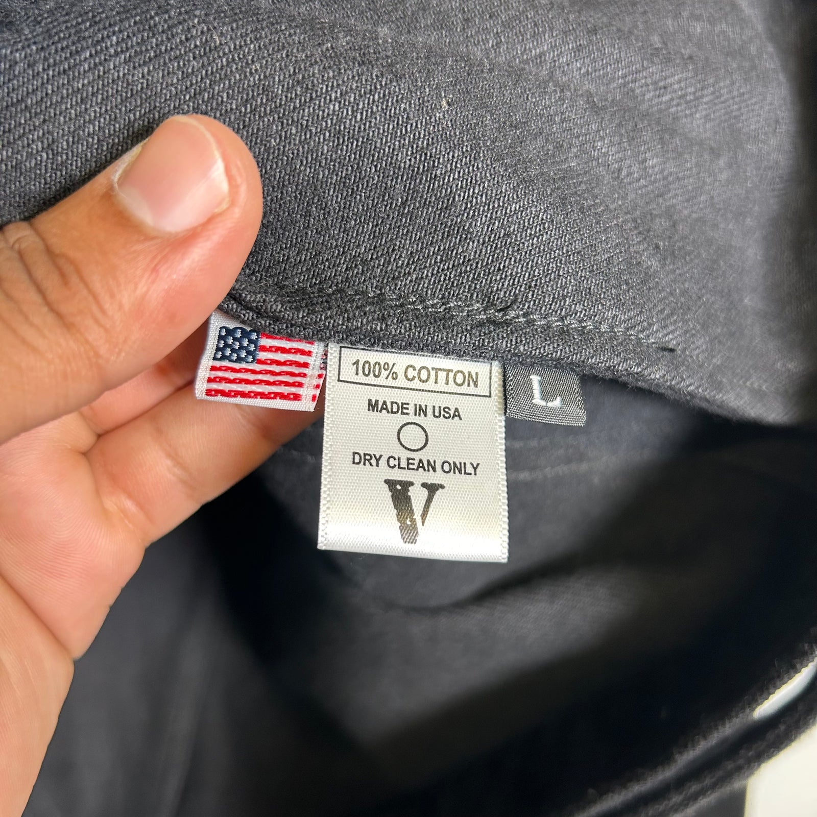Vlone Black Rhinestone "Live Vlone Die Vlone" Jean Jacket Size L