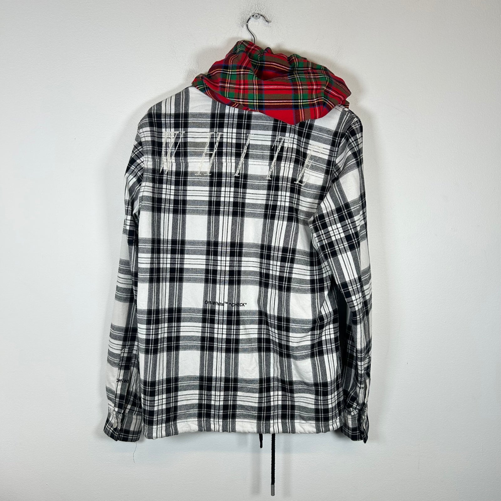 Off-White Checkered Flannel Hoodie Size S