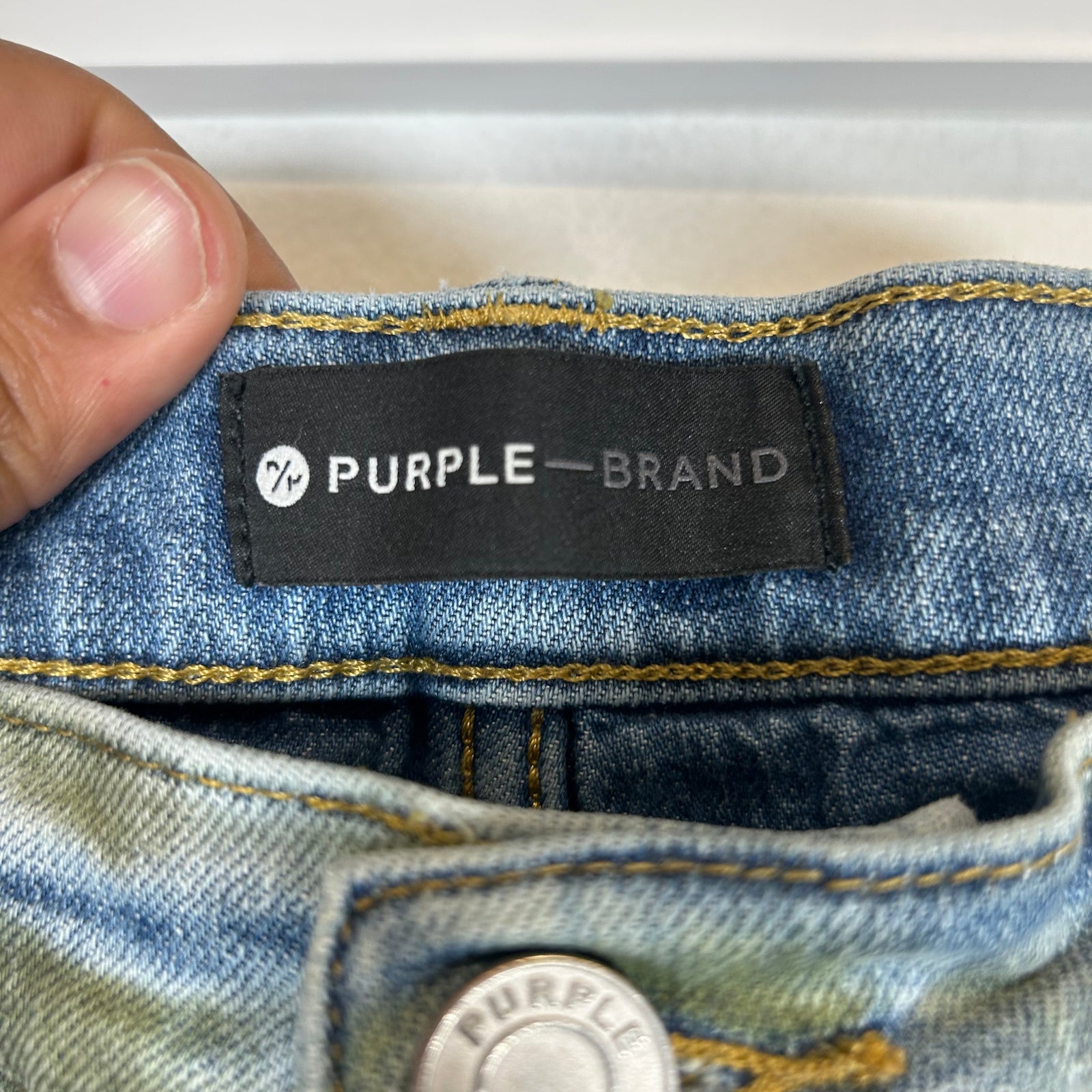 Purple Jeans Green Wash Denim Size 34