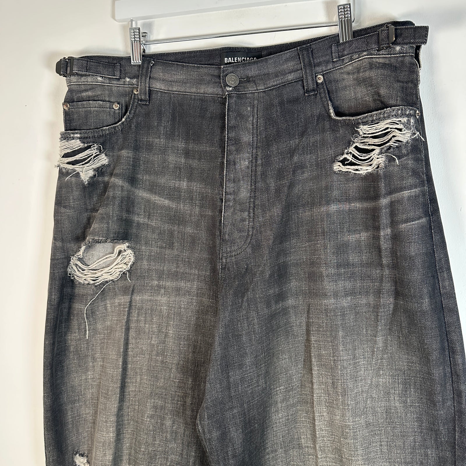 Balenciaga Grey Destroyed Baggy Denim Size M