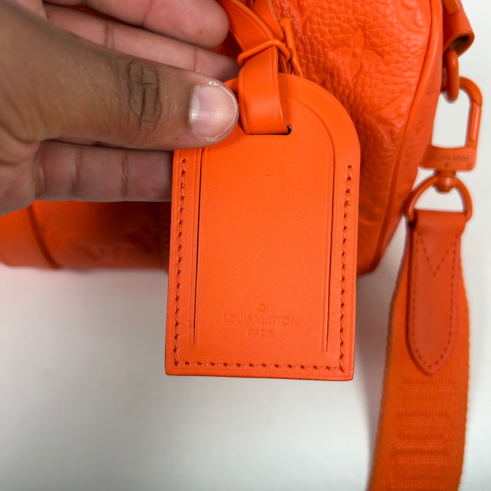 Louis Vuitton Orange Monogram Taurillon Keepall Bandouliere 25 Bag