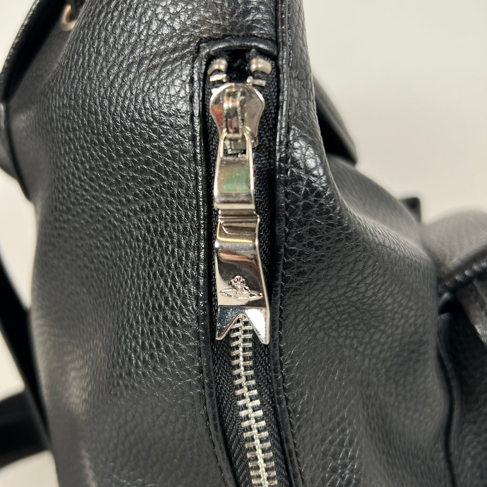 Vivienne Westwood Black Orb Leather Backpack