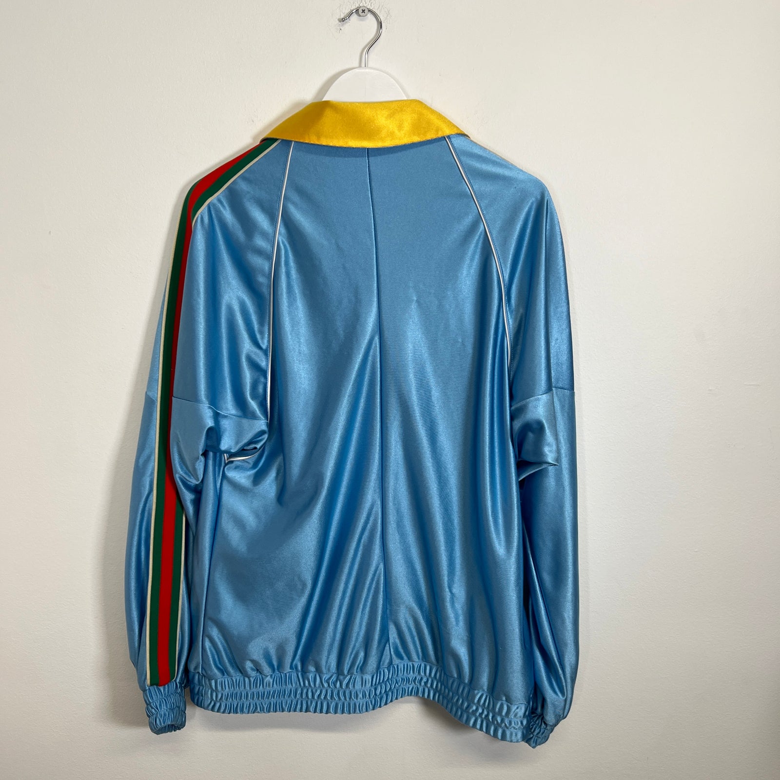 Gucci Shiny Jersey Web Blue Pullover Size S