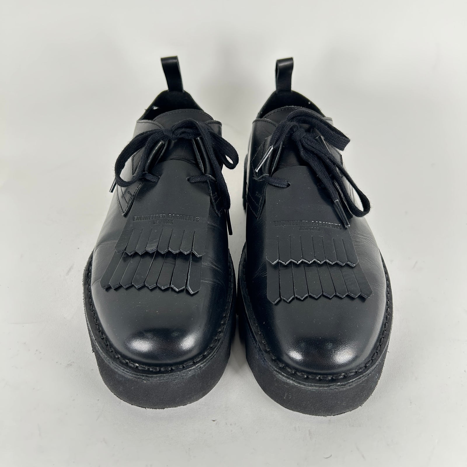 Engineered Garments Black Leather Tassel Loafers Size 10
