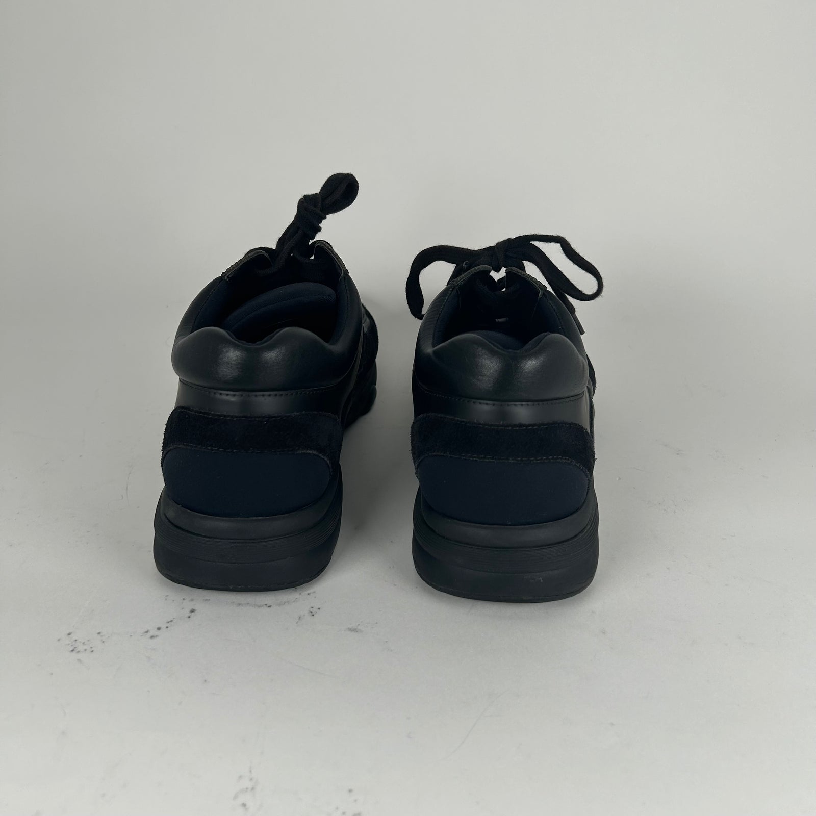Chanel Triple Black Leather Trainers Size 11