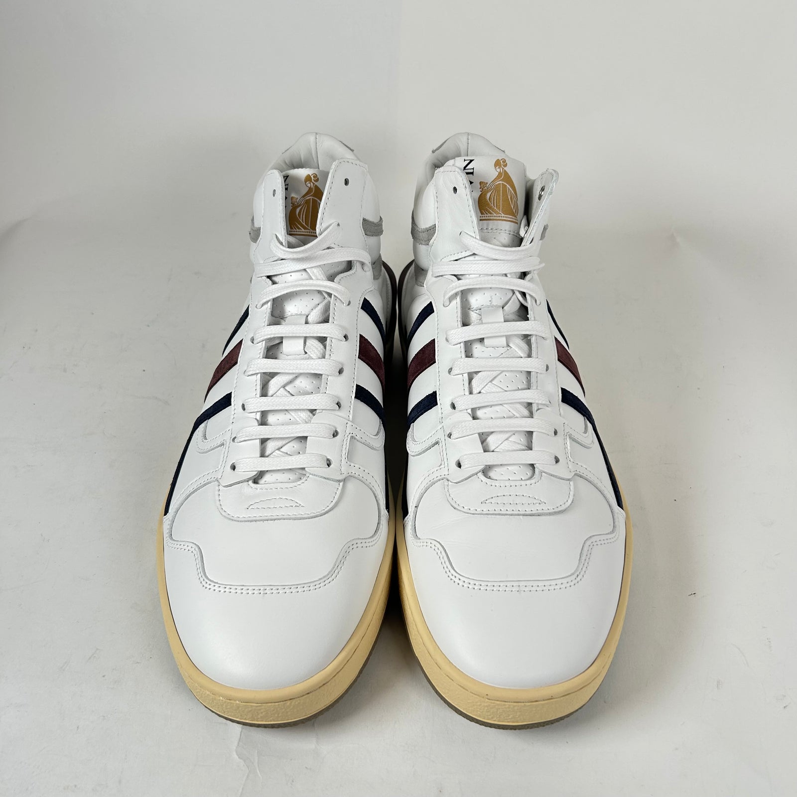 Lanvin x A Ma Maniere White/Maroon Clay High-Top Sneaker Size 44