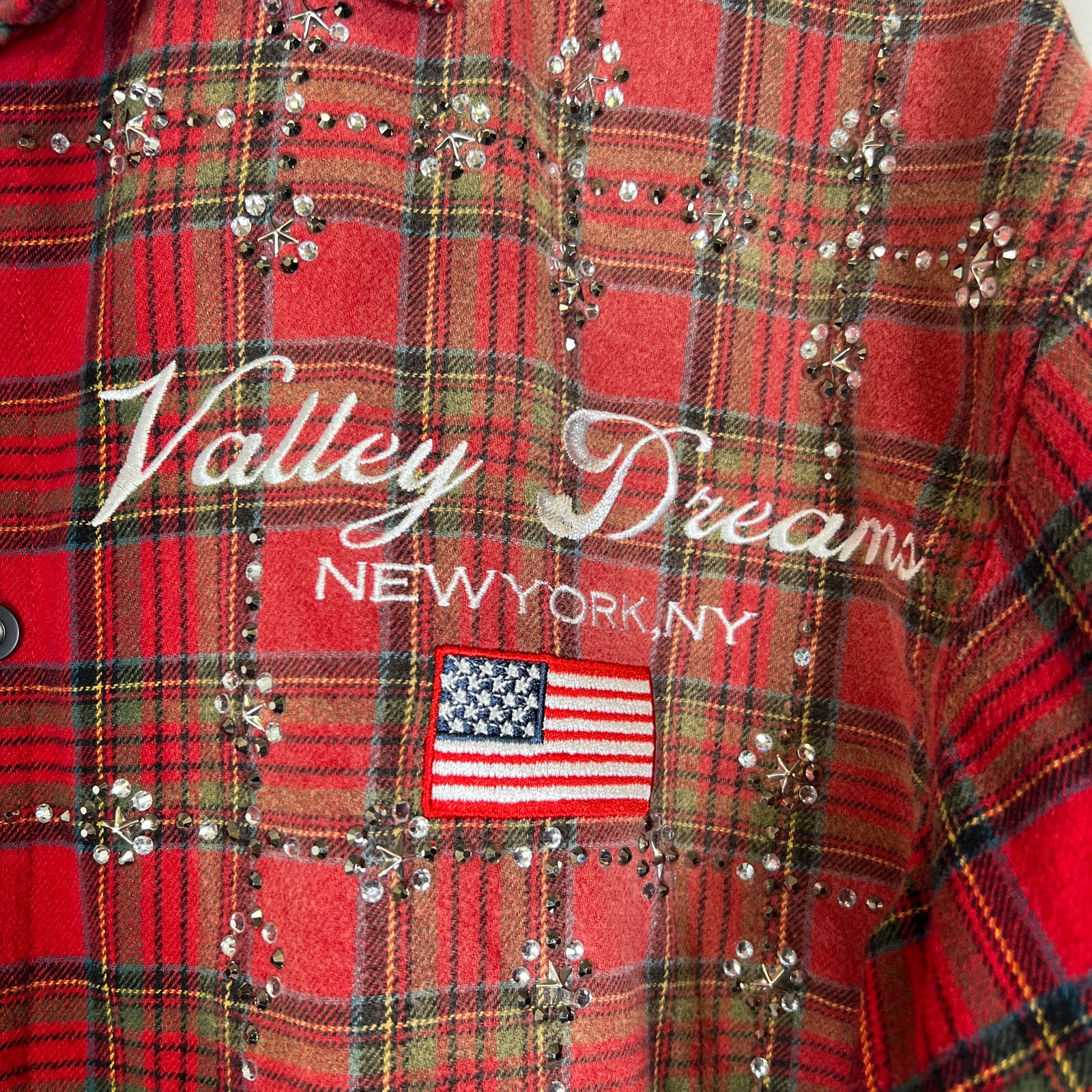 Vale Red 'Valley Dreams' Rhinestone Flannel Shirt