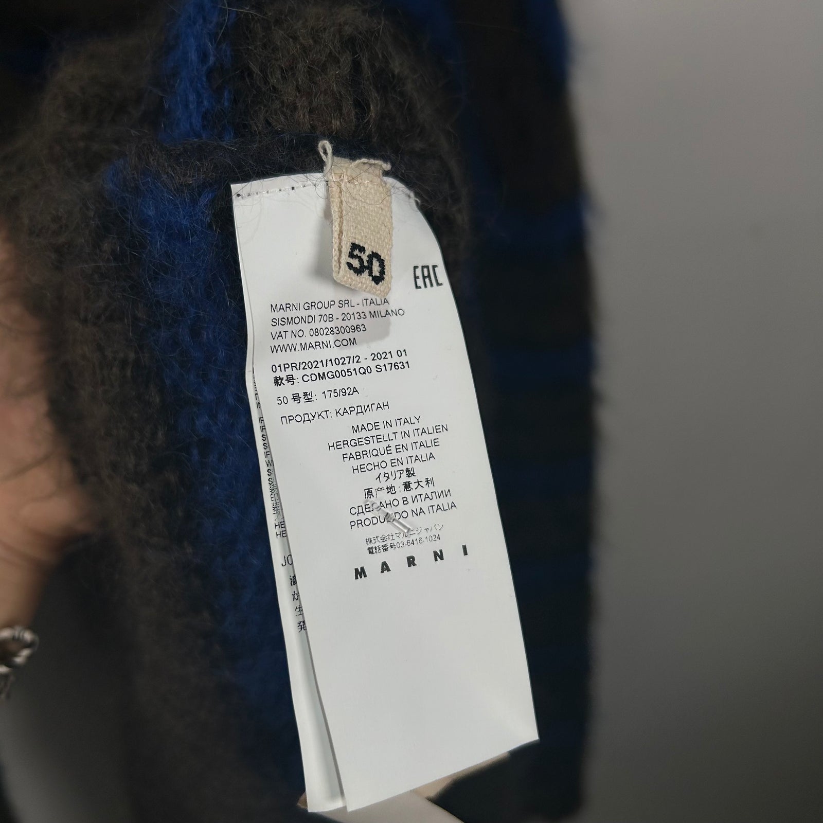 Marni Blue Grey Mohair Knit Cardigan Size L