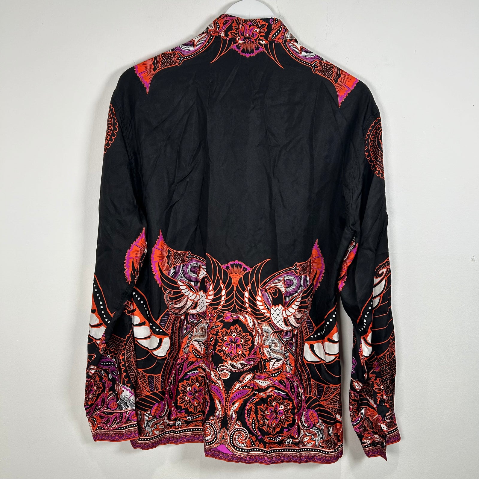 Versace Orange SIlk Button Up Shirt Size M