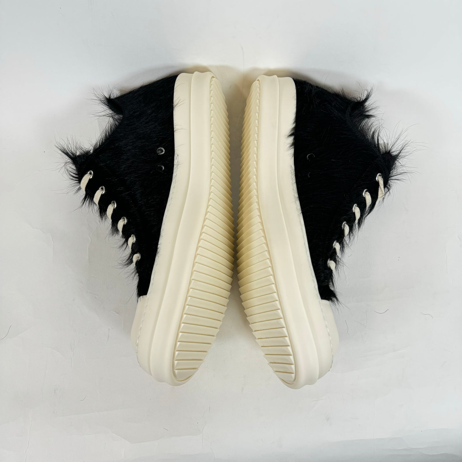 Rick Owens Black Pony Hair Low Ramones Size 47