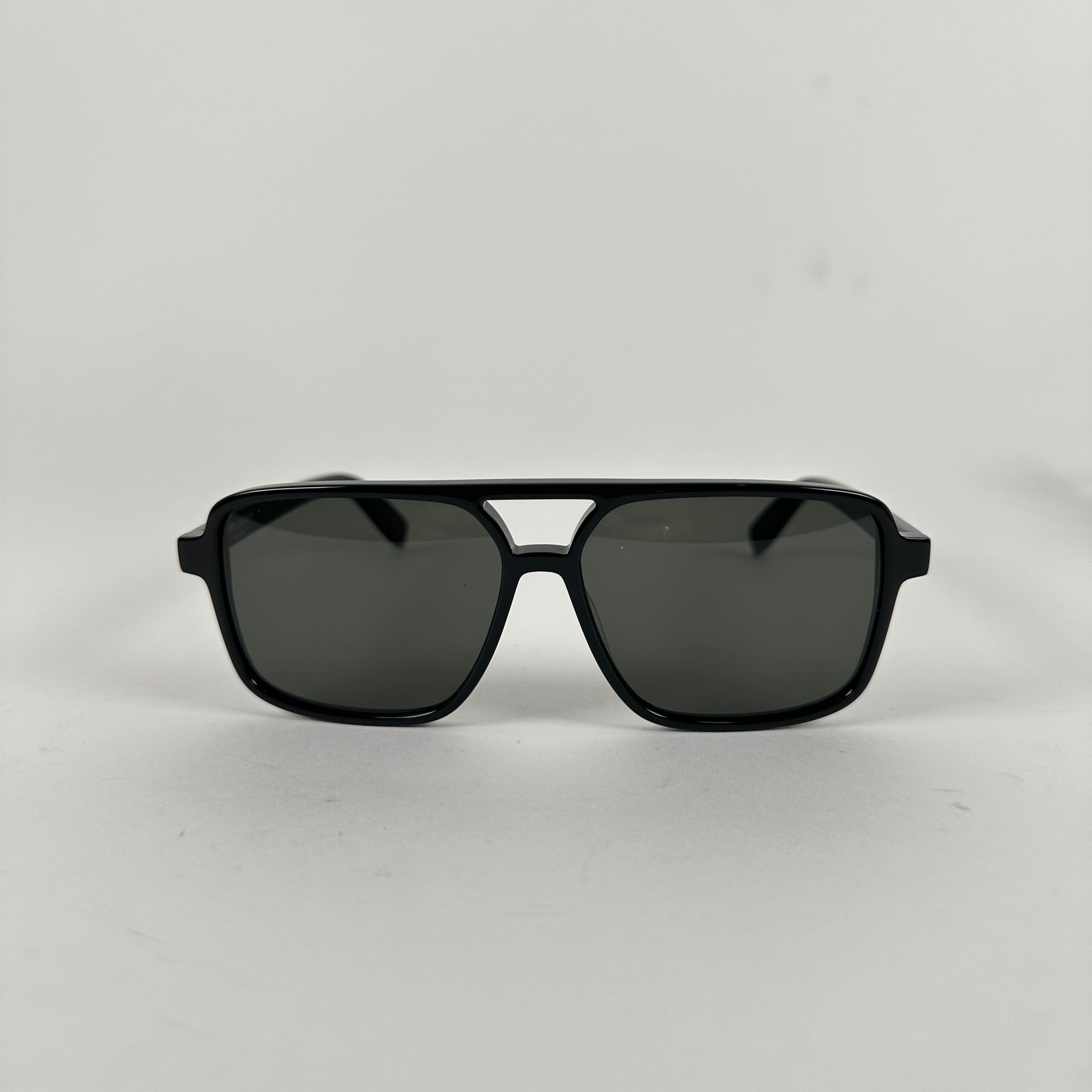 Saint Laurent Black Square Aviator Sunglasses