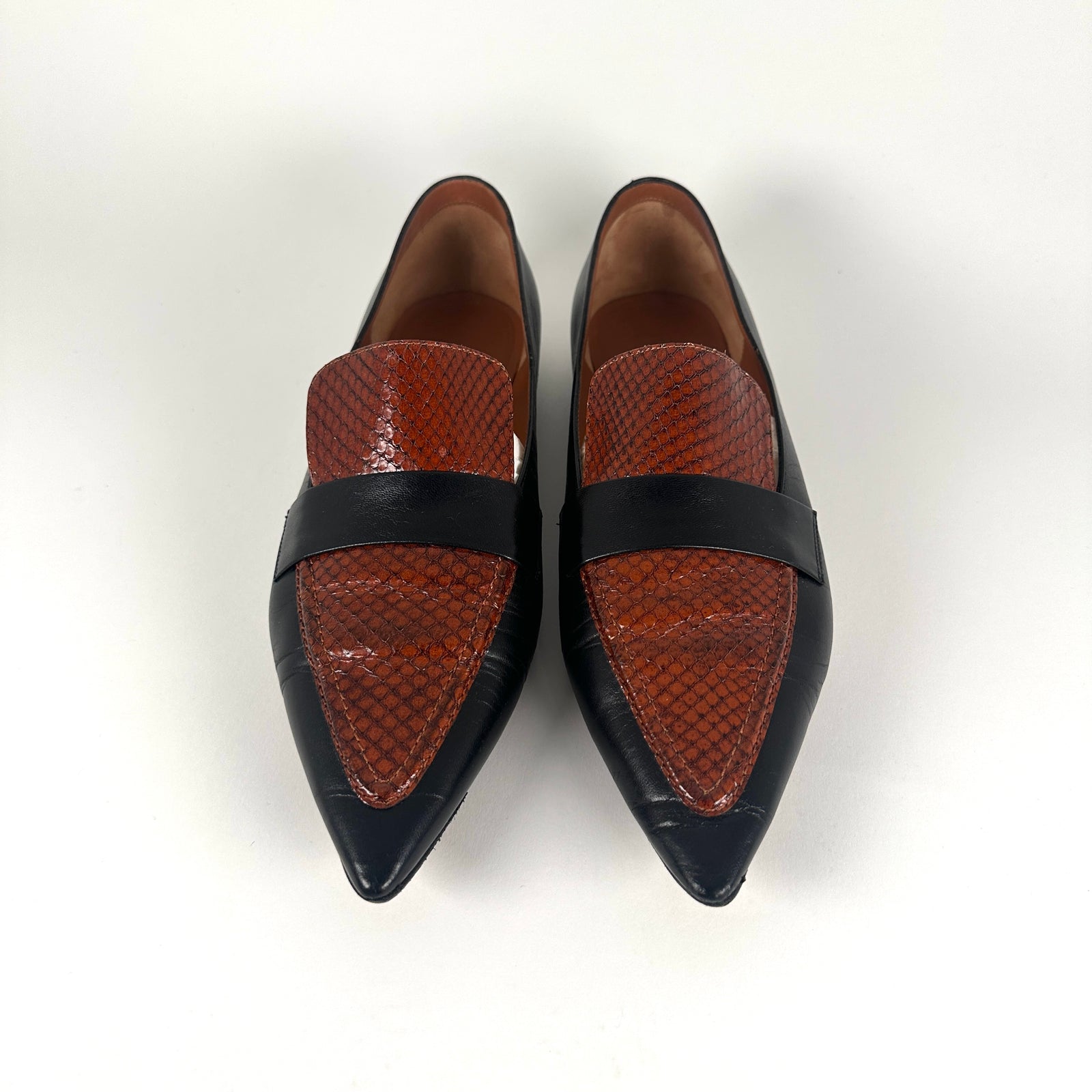Celine Snakeskin Black Flat Loafers Size 40