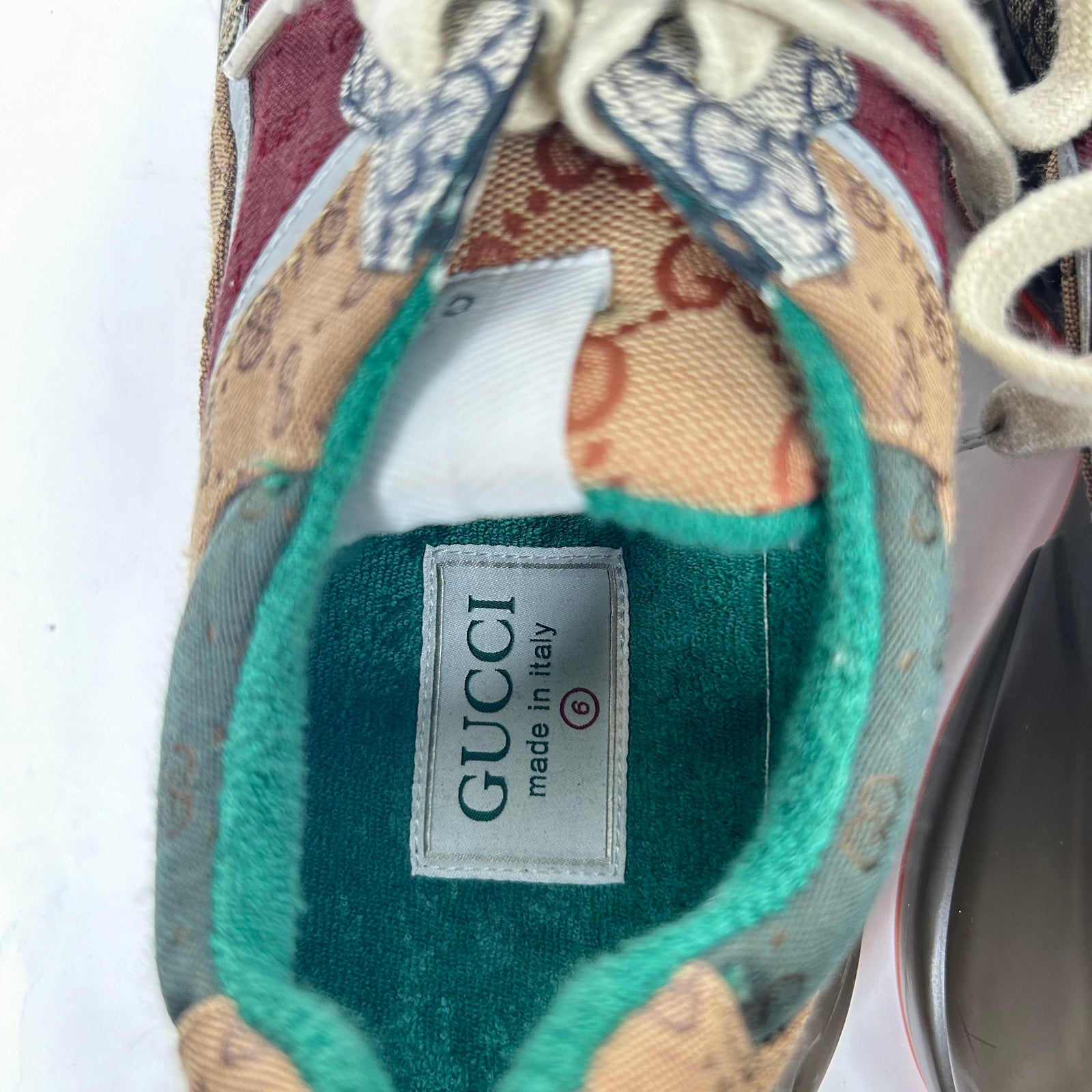 Gucci Tan Multicolor Rython Sneakers Size 6