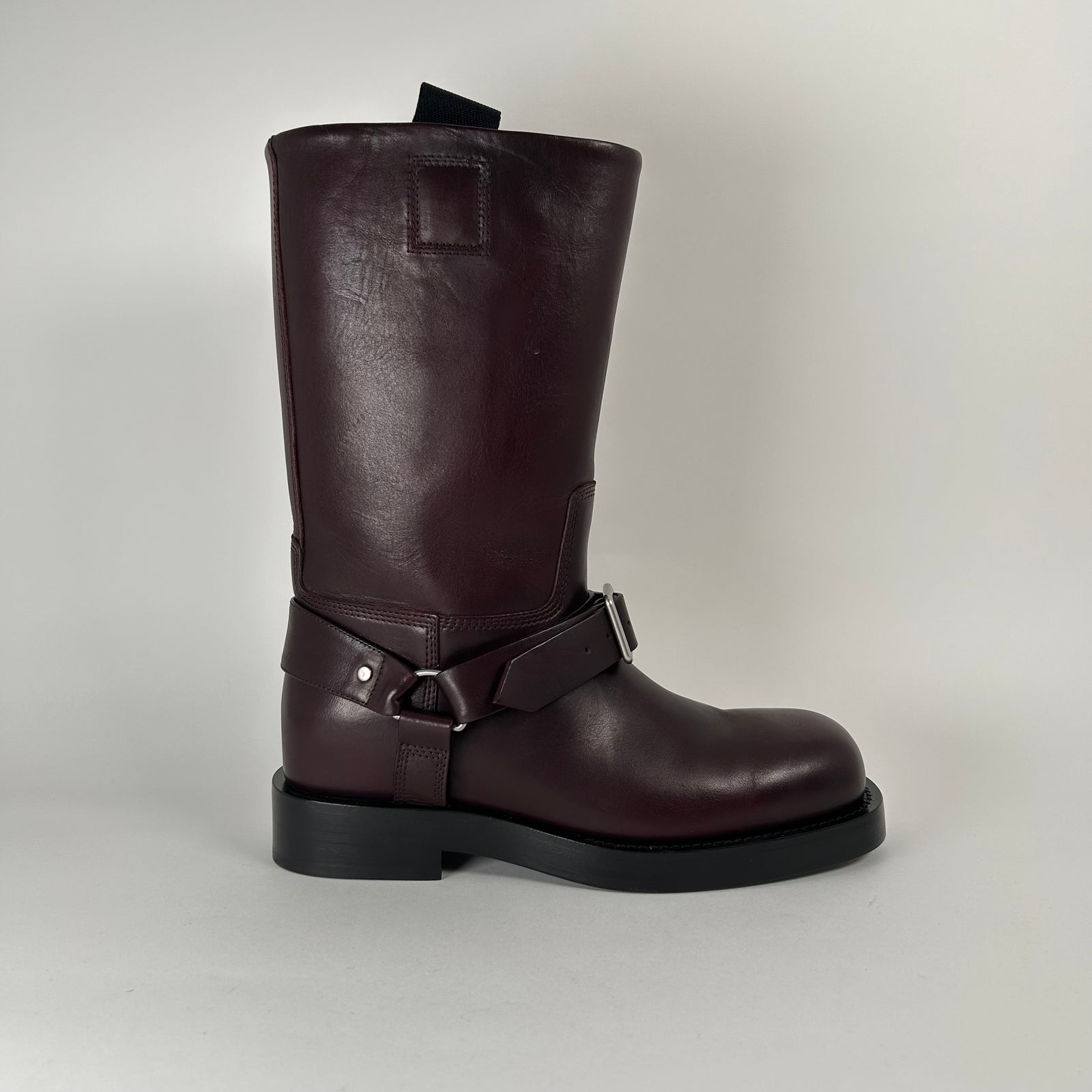 Burberry Saddle Harness Burgundy Leather Boots Size 42