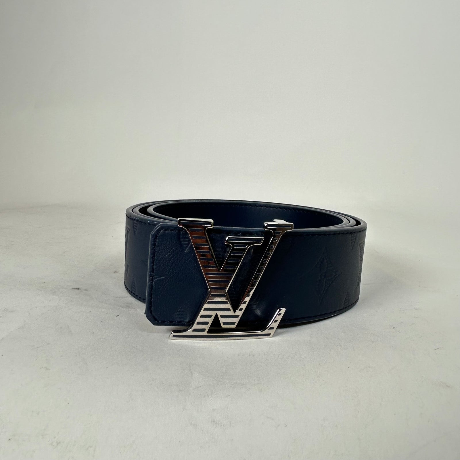 Louis Vuitton Navy Monogram Shadow 40MM Belt Size 95