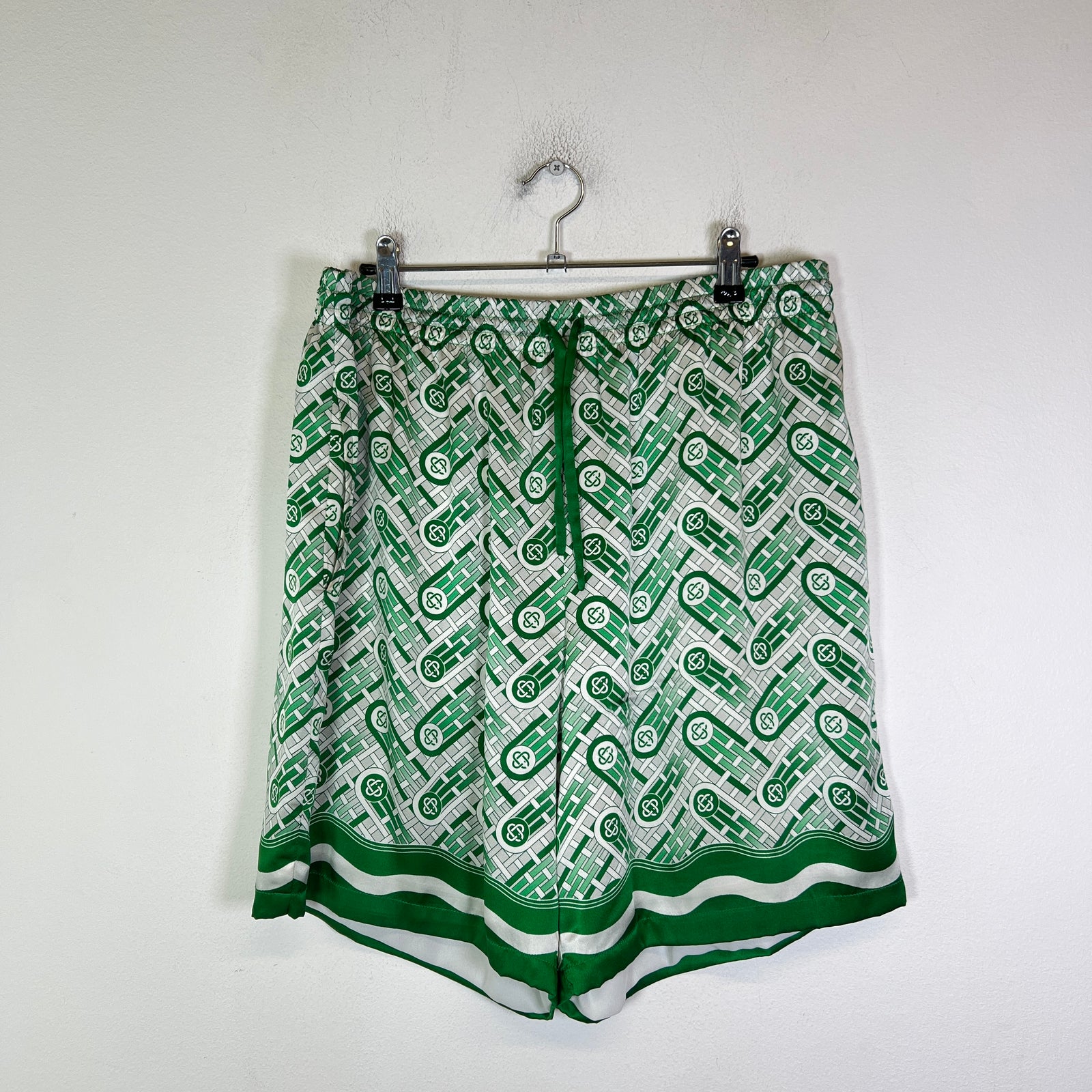 Casablanca Green Ping Pong Monogram Silk Shorts