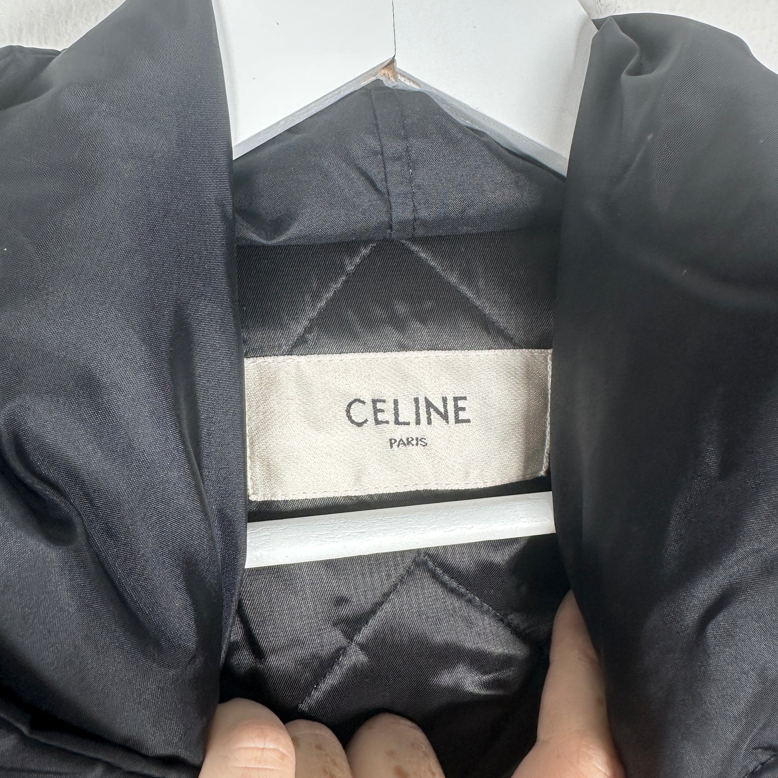 Celine Black Nylon Varsity Hooded Jacket Size L