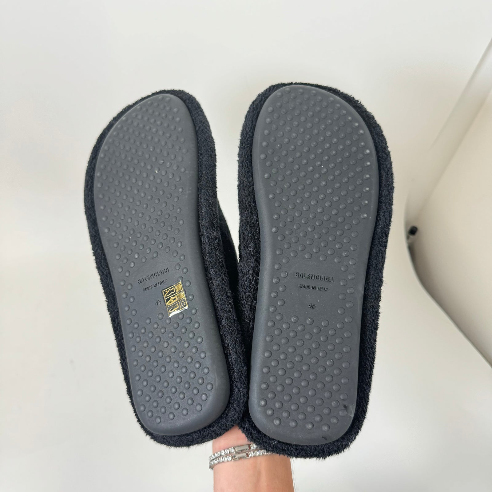 Balenciaga Black Hotel & Resorts Cloth Sandals Size 45