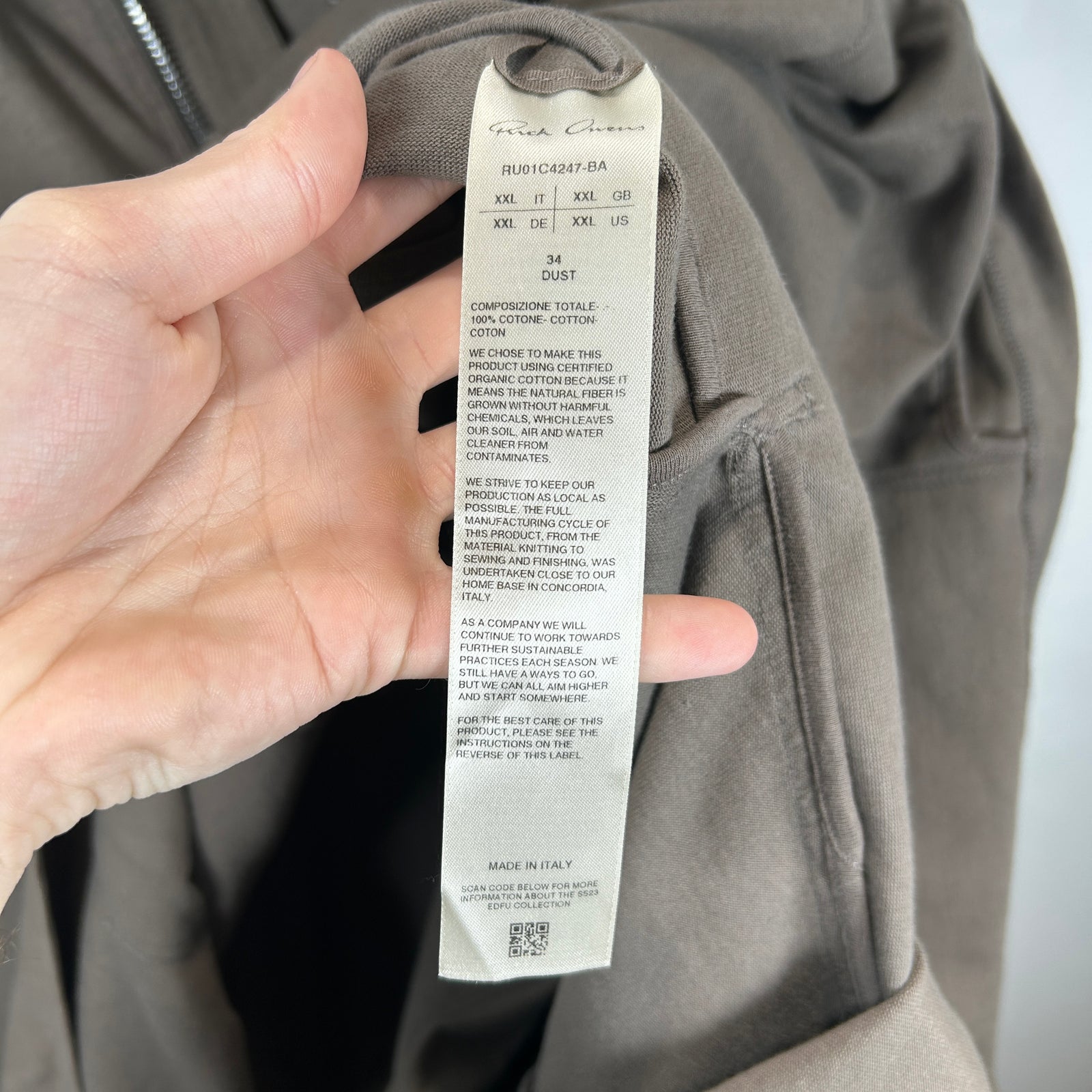 Rick Owens EDFU SS23 Oversized Dust Hoodie Size XXL