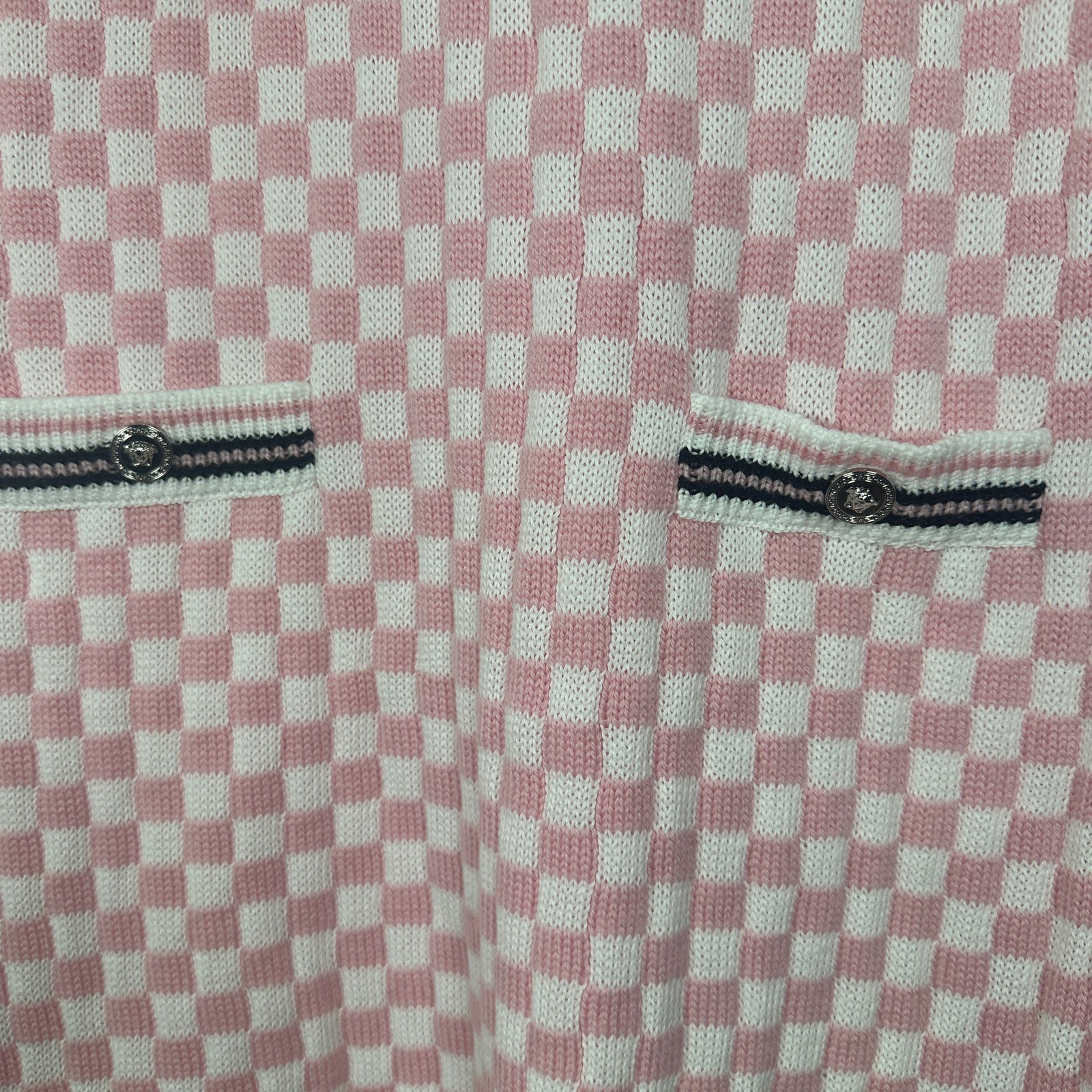 Versace Pink/White Jacquard Knit Check Dress Size 6