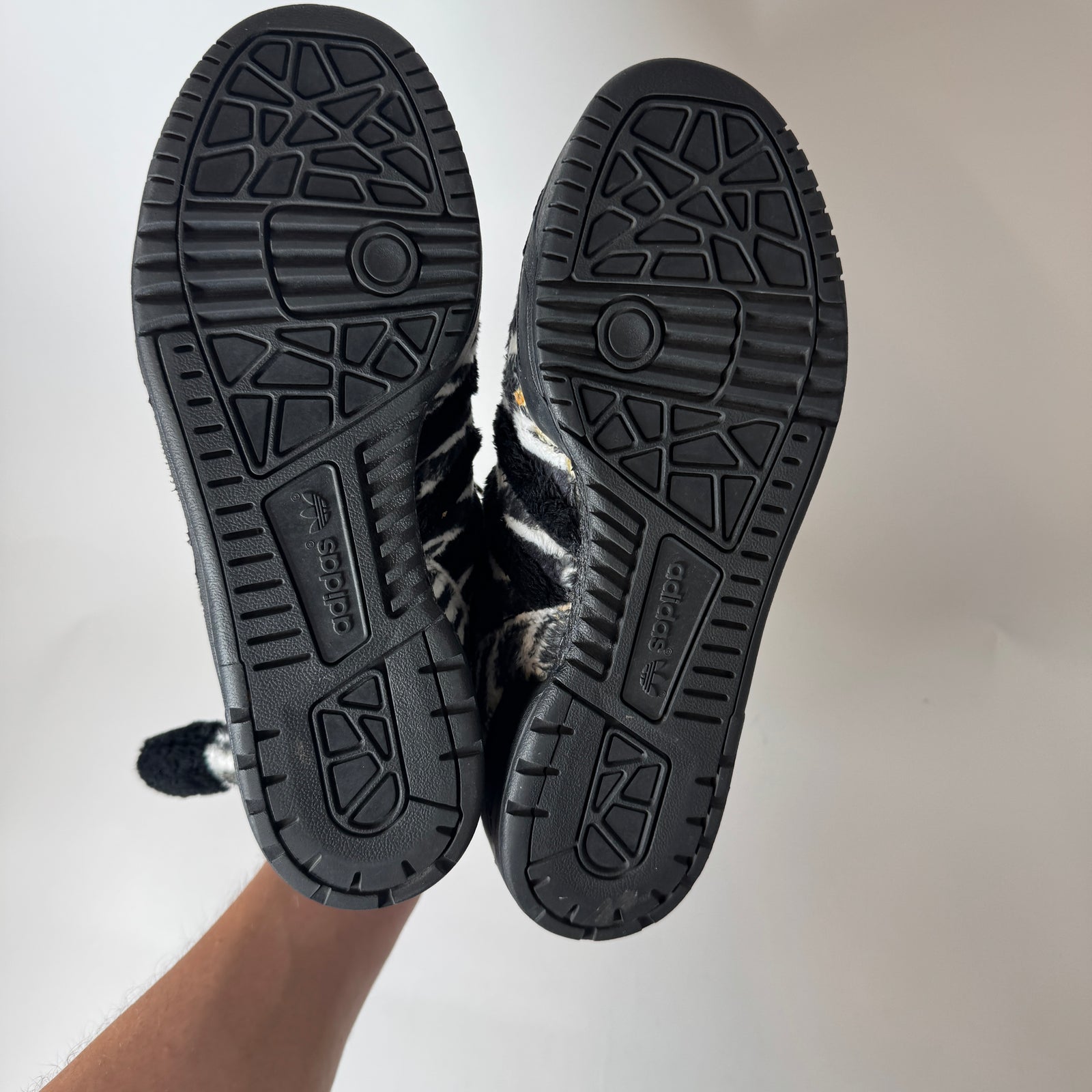 Jeremy Scott x Adidas Zebra Fur High Top Sneaker Size 6.5