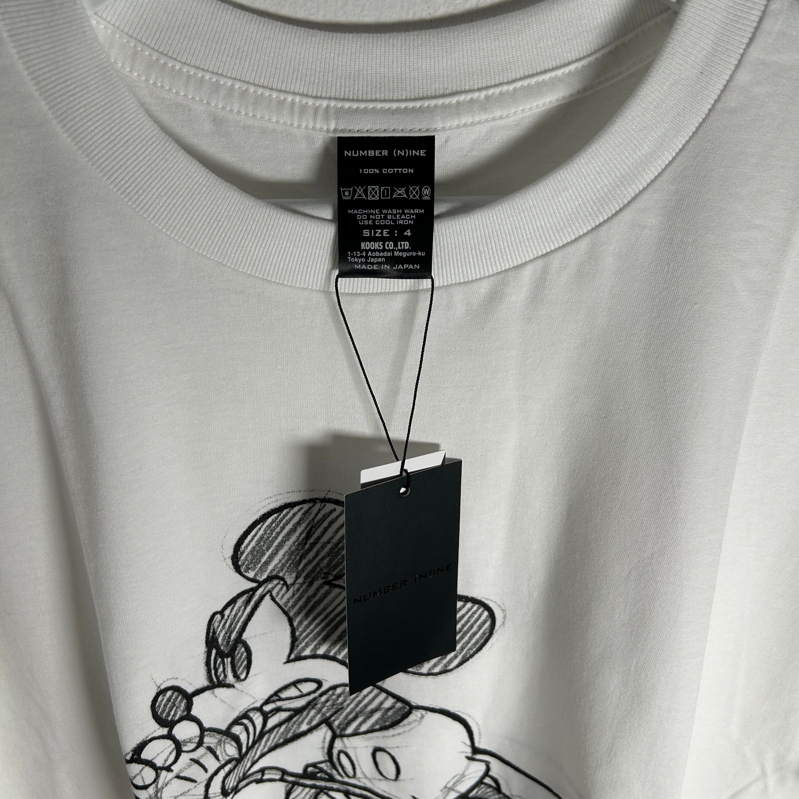 Number (N)ine White Mickey Sketch T-Shirt Size 4