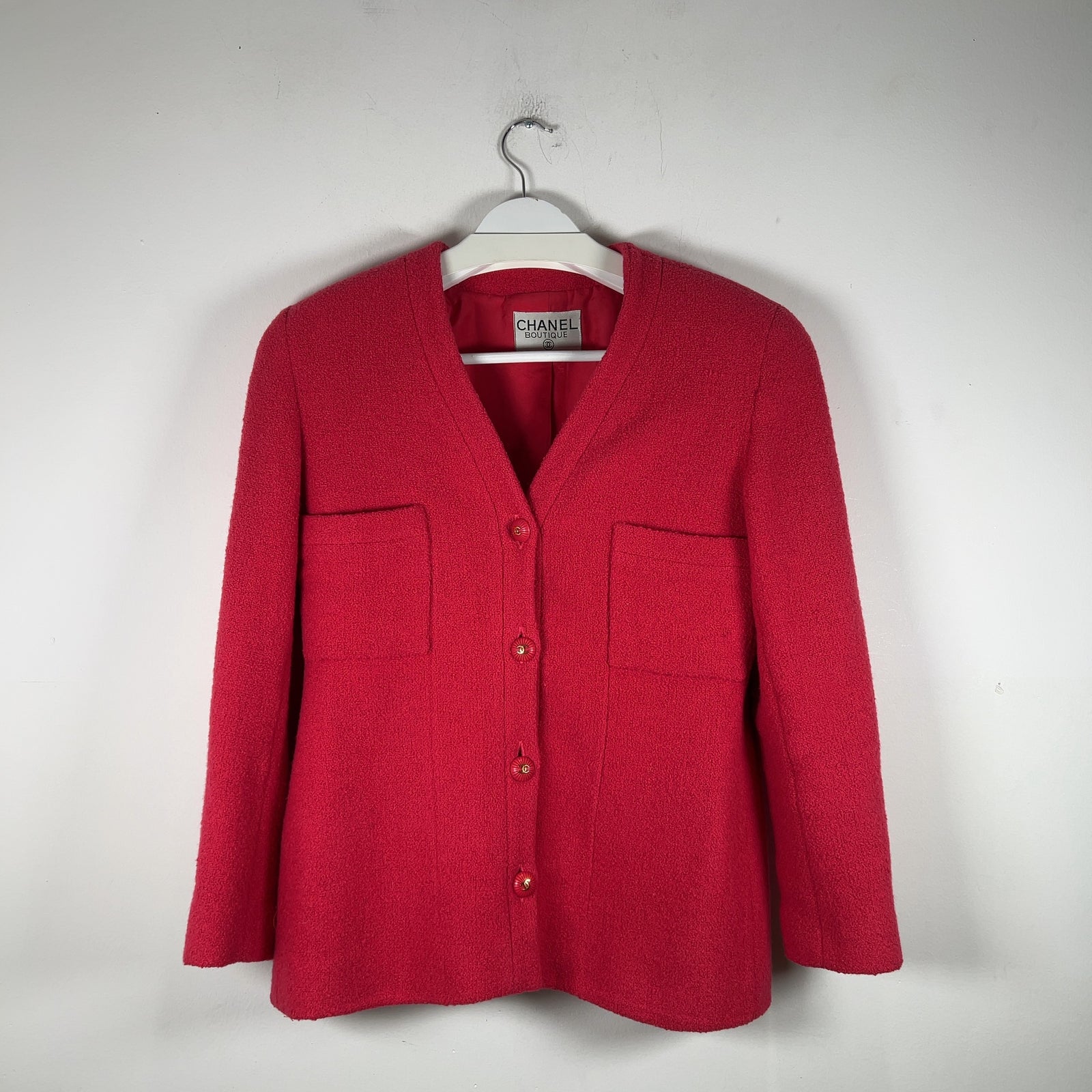 Chanel Pink Vintage Bouclé Wool Jacket Size S