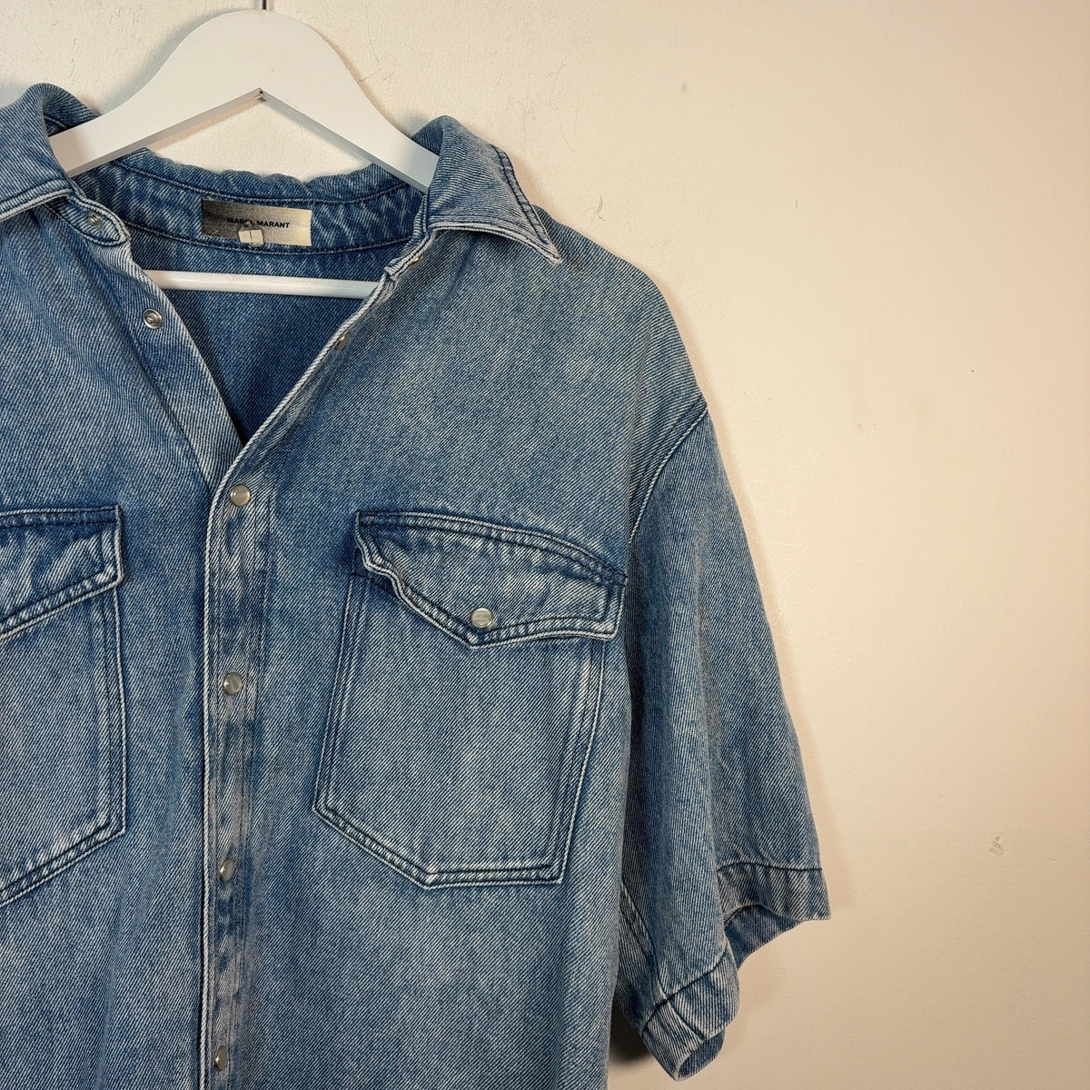 Isabel Marant Pearl Snap Button-Up Denim Shirt