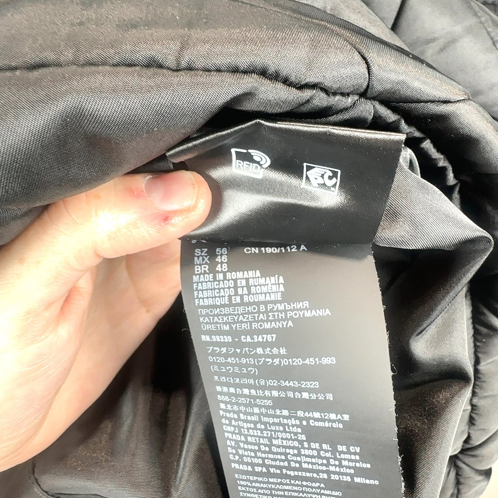 Prada Plaque Logo Quilted Puffer Jacket