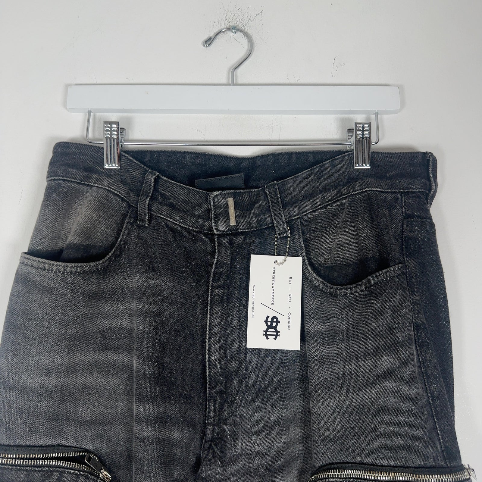 Givenchy Black Wash Cargo Zipper Jeans Size 30
