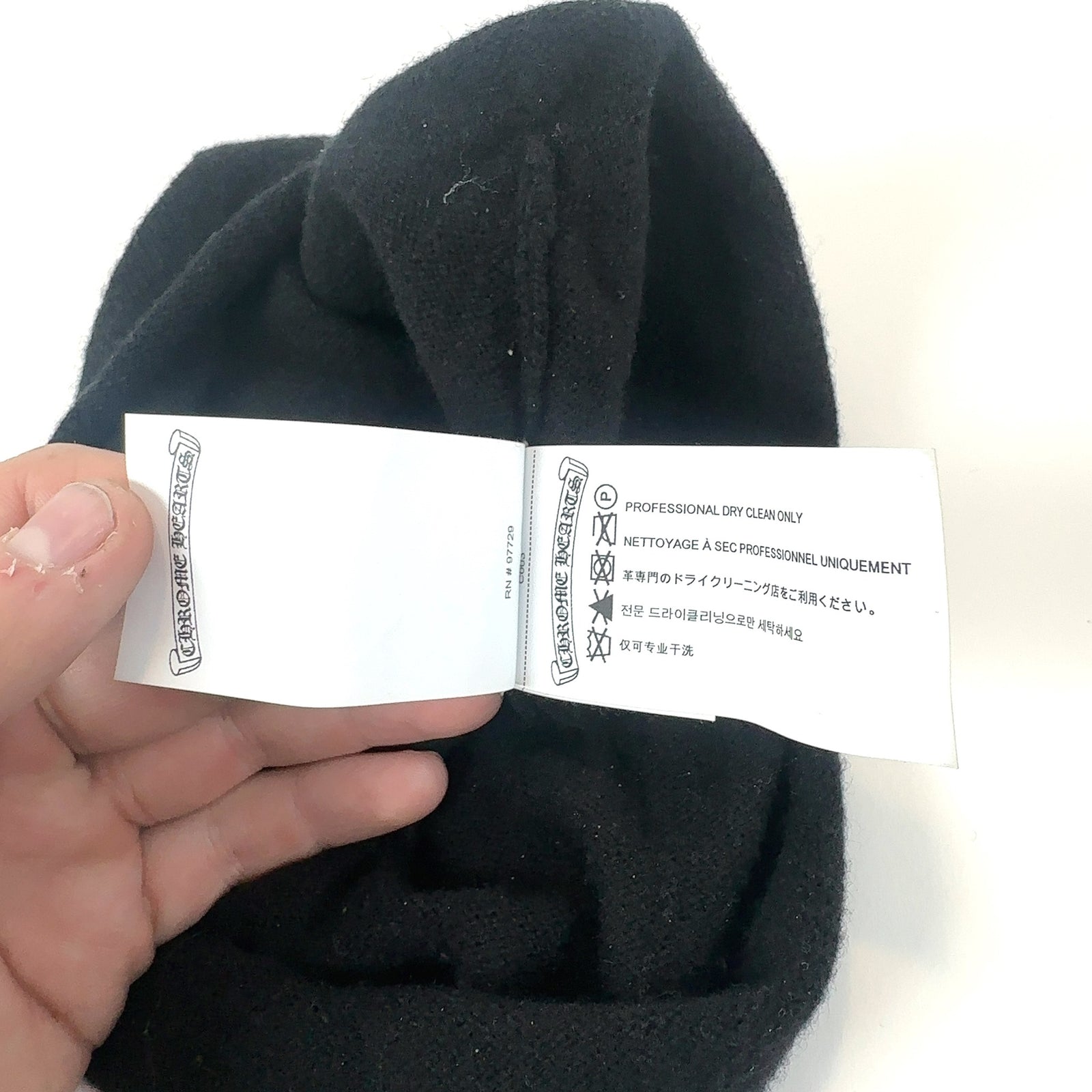 Chrome Hearts Blue Triple Cross Leather Patch Cashmere Beanie