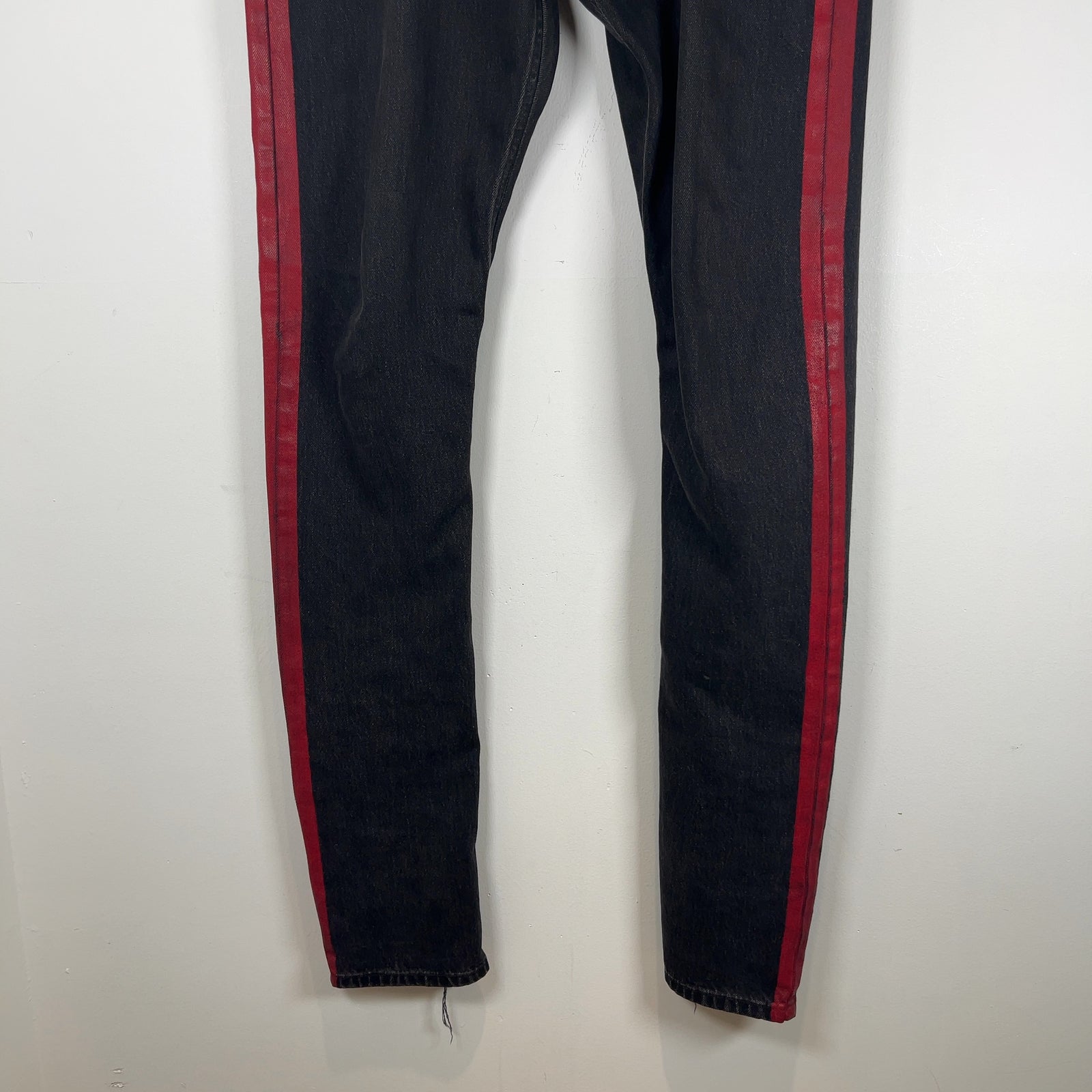 Balenciaga Red Paint Stripe Denim Jeans