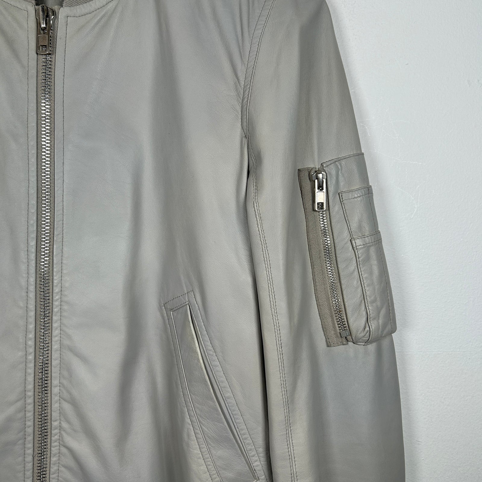 Rick Owens MA-1 Lambskin Pearl Leather Jacket Size S