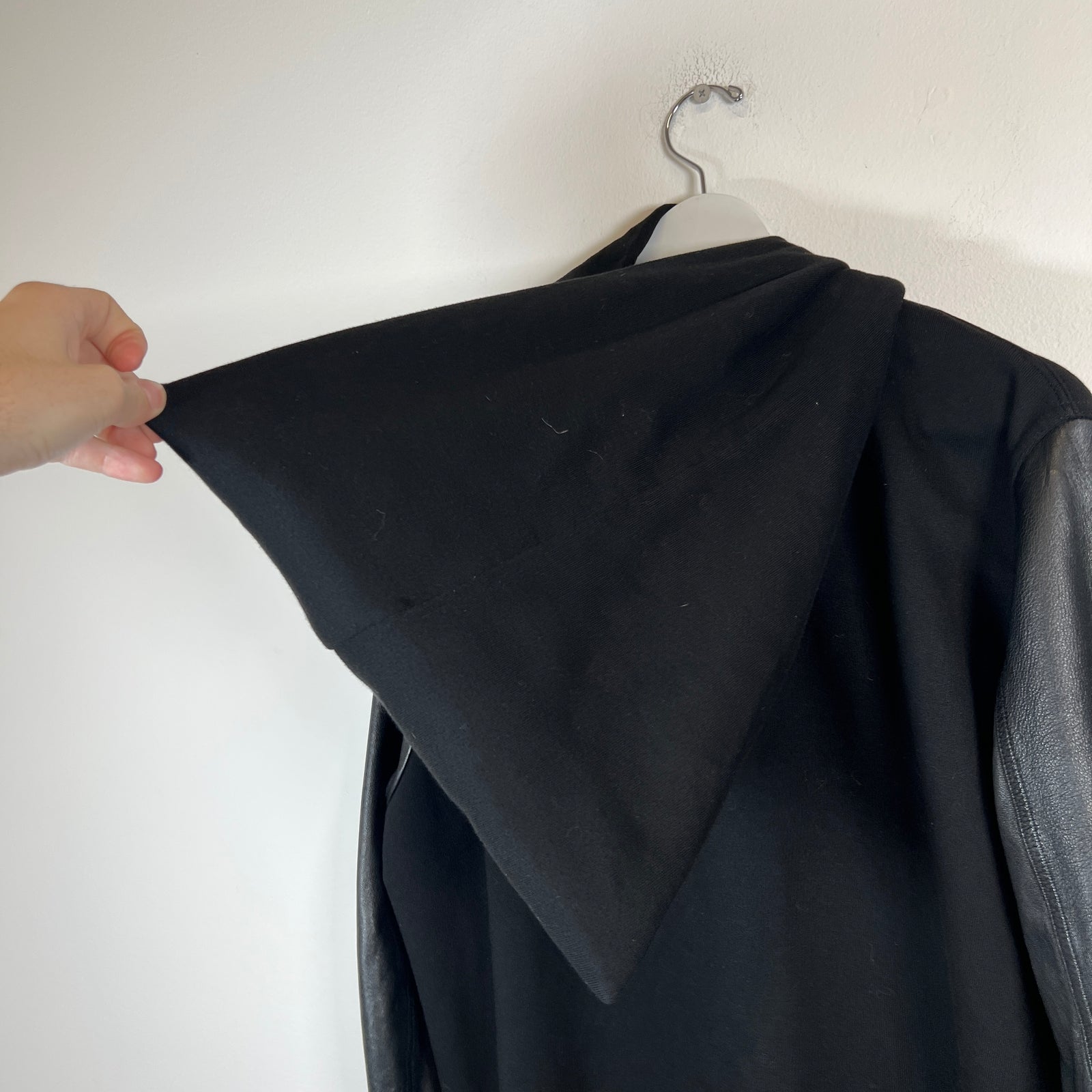 Rick Owens Black Leather Mountain Hoodie