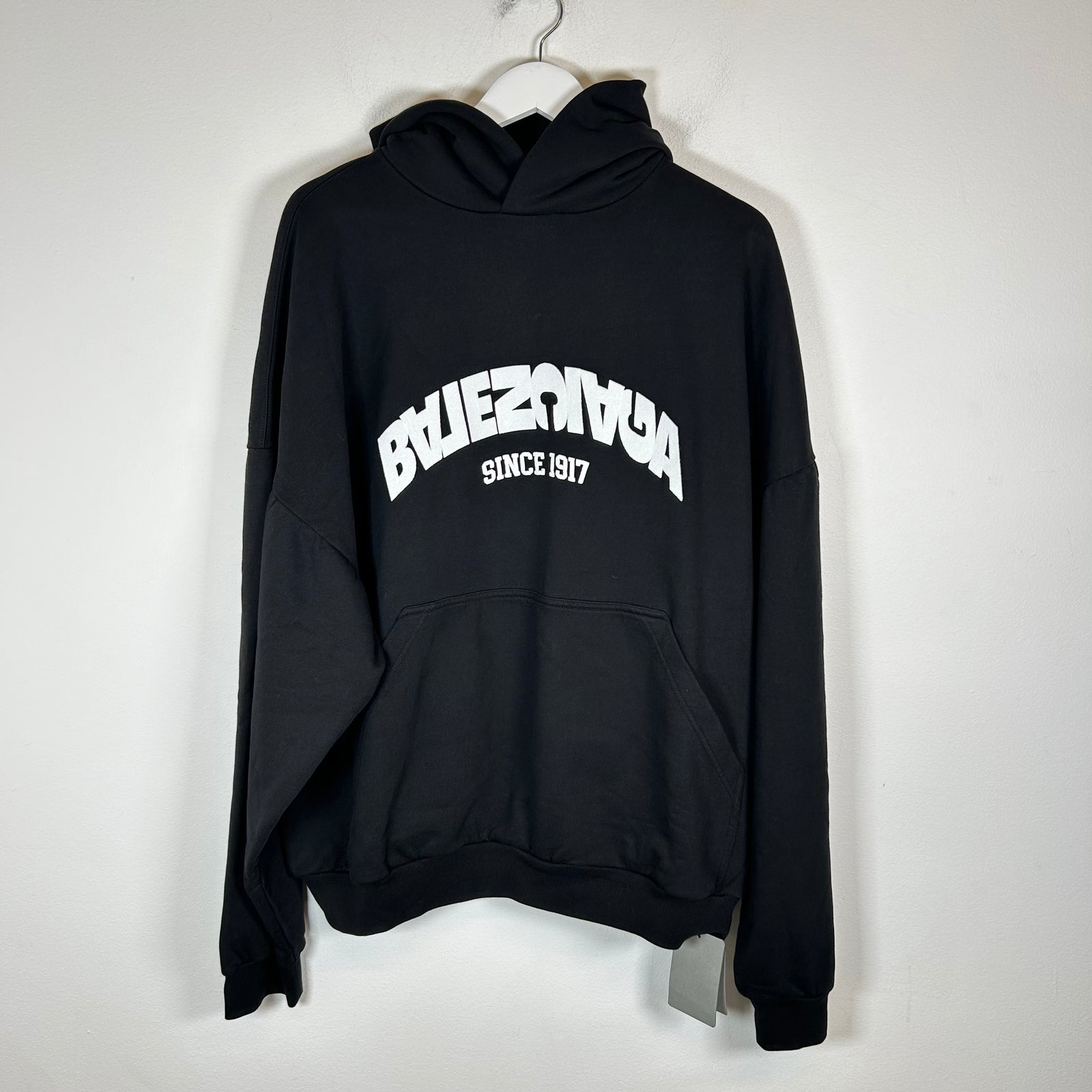 Balenciaga Black Backflip Logo Hoodie Size 2