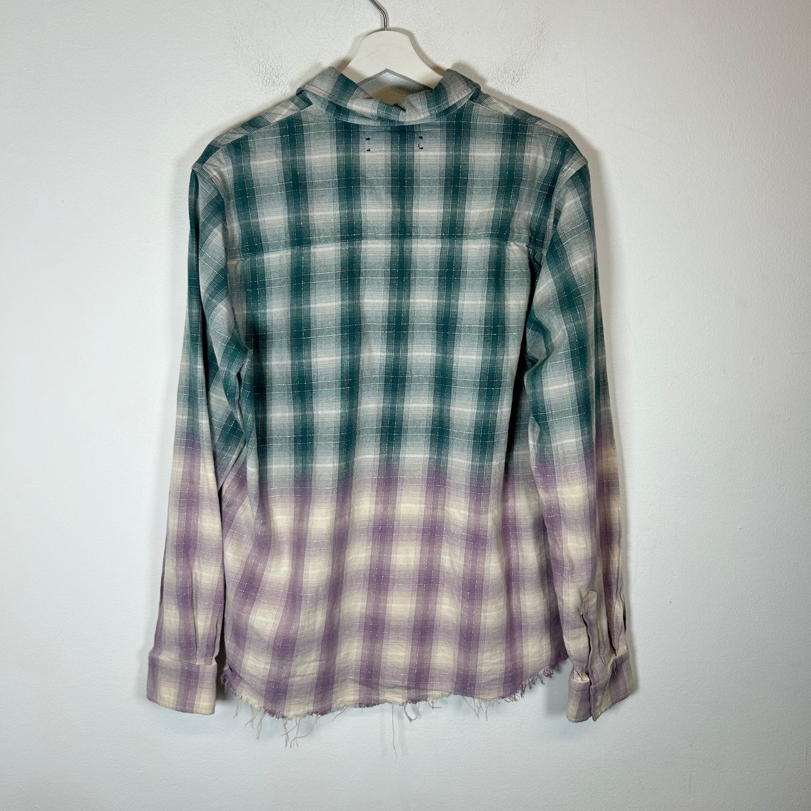 Amiri Gradient Raw Hem Button-Up Flannel Size S