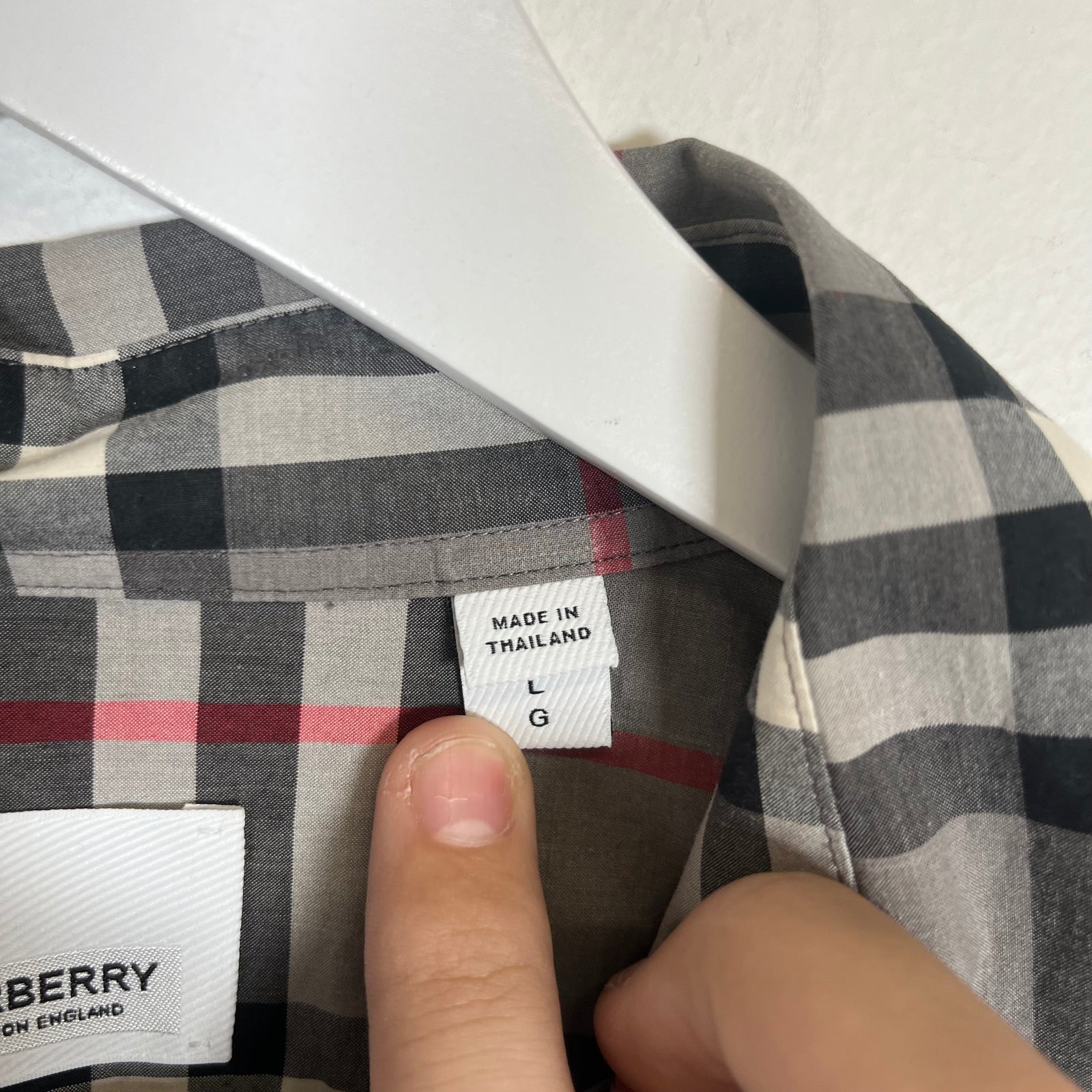Burberry Grey Check LS Button Up Sz L
