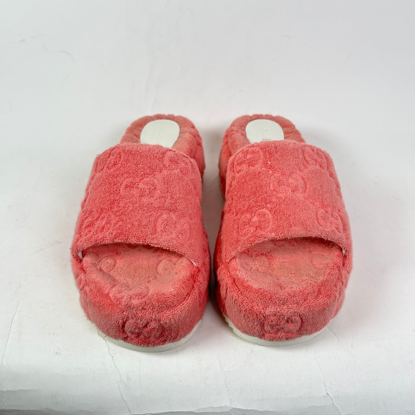 Gucci Pink GG Terry Cloth Platform Sandals