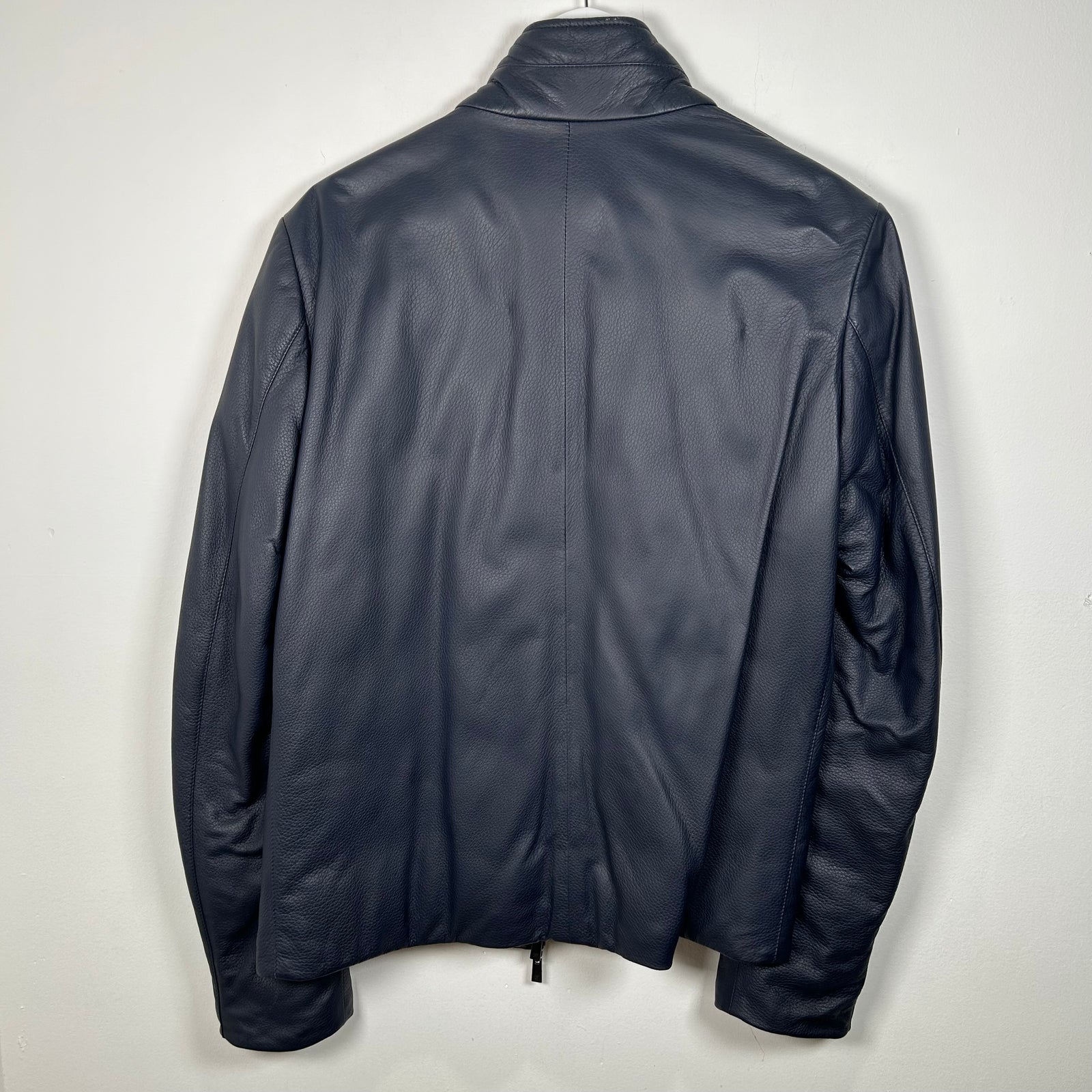 Canalli Blue Leather Zip-Up Jacket Size 50