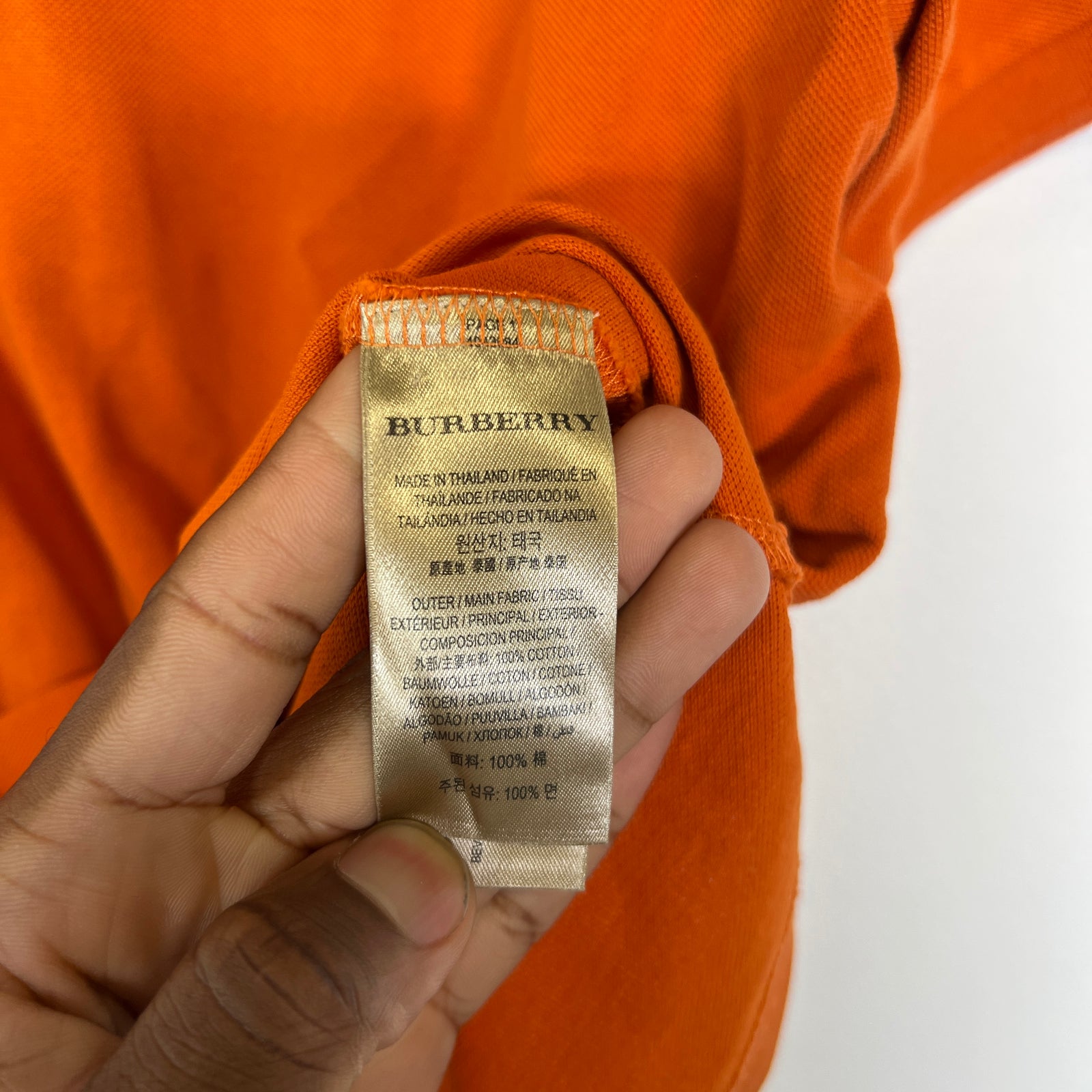 Burberry Orange Check Polo Shirt