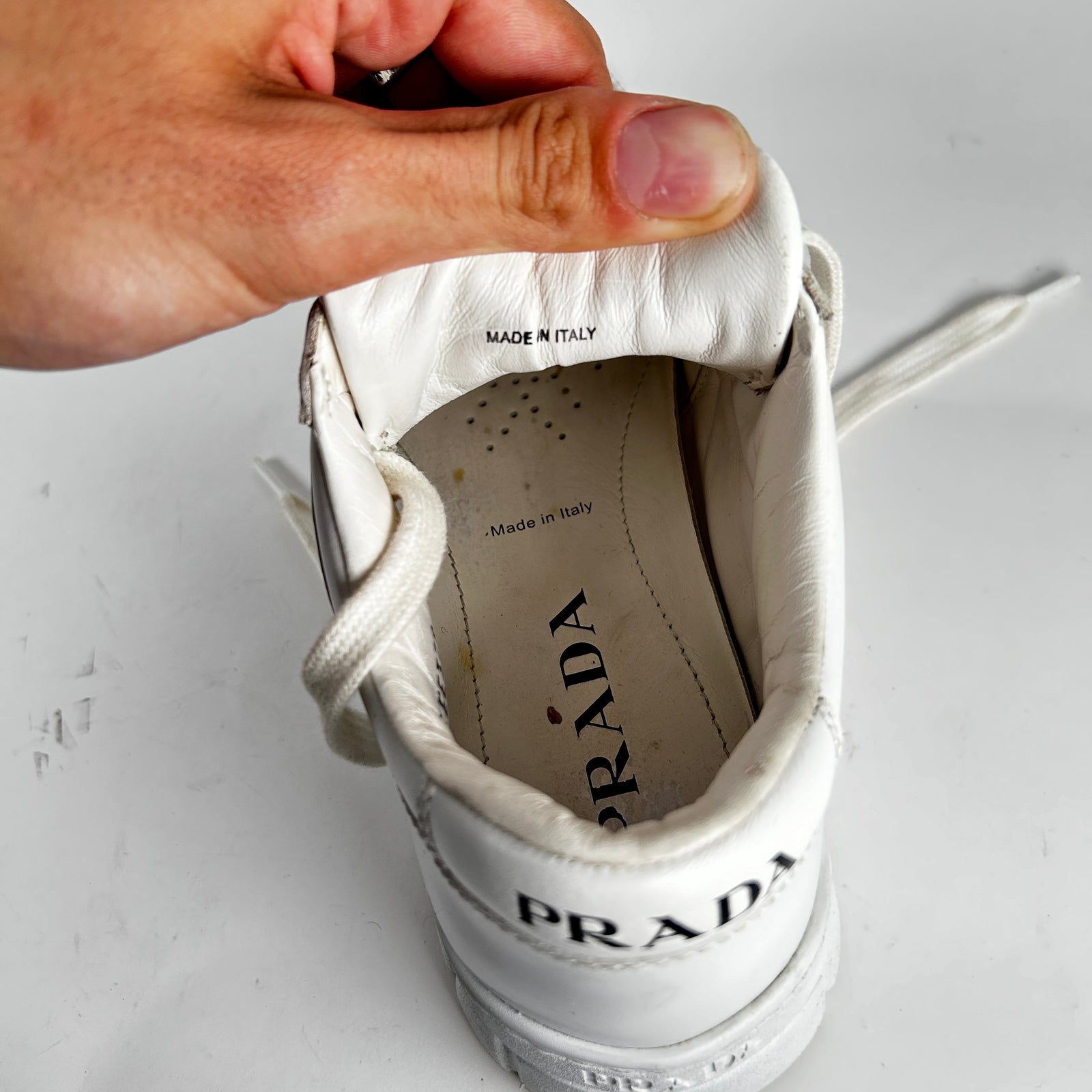 Prada Plaque White Sneaker Size 5