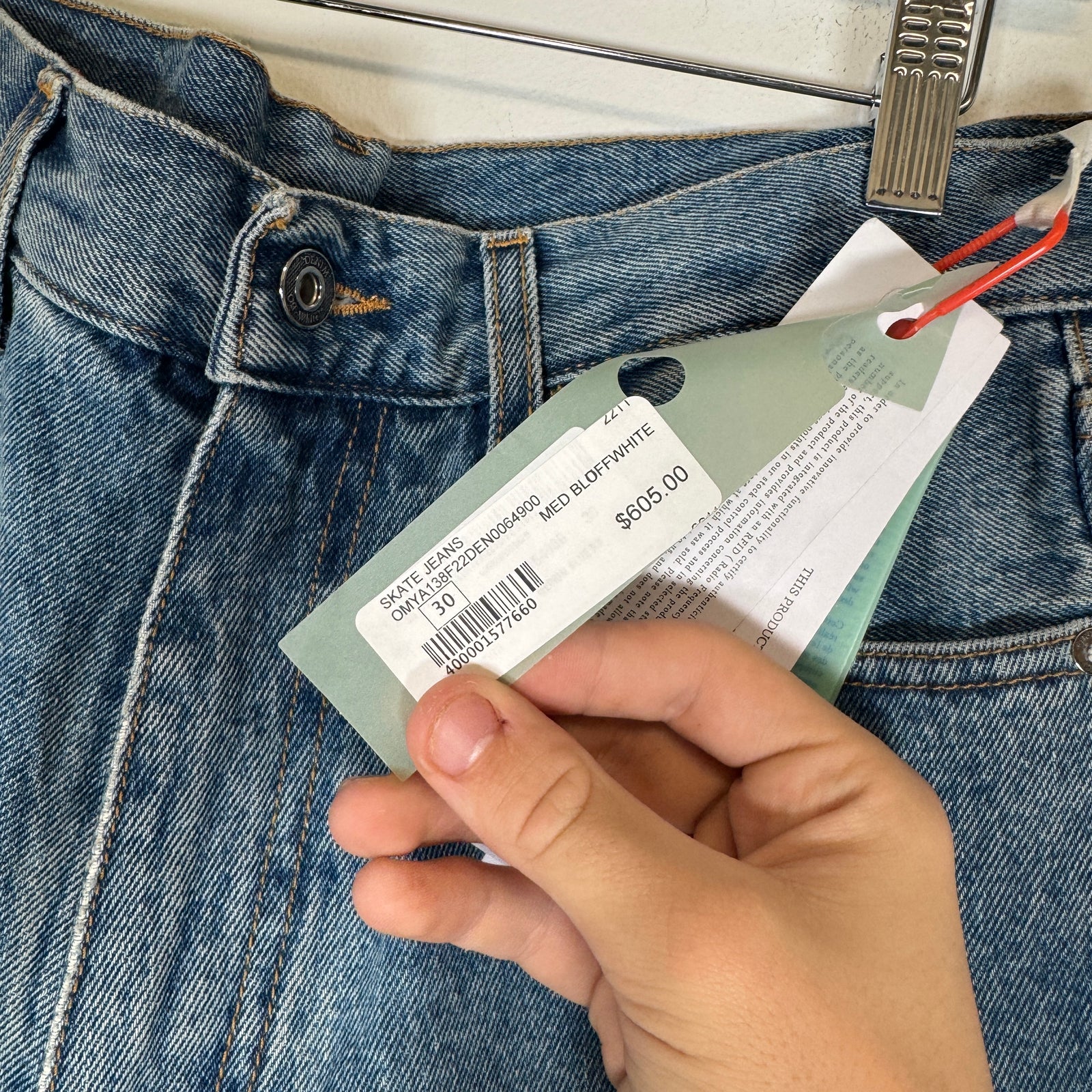 Off-White Blue Sraight Leg Jeans Size 30
