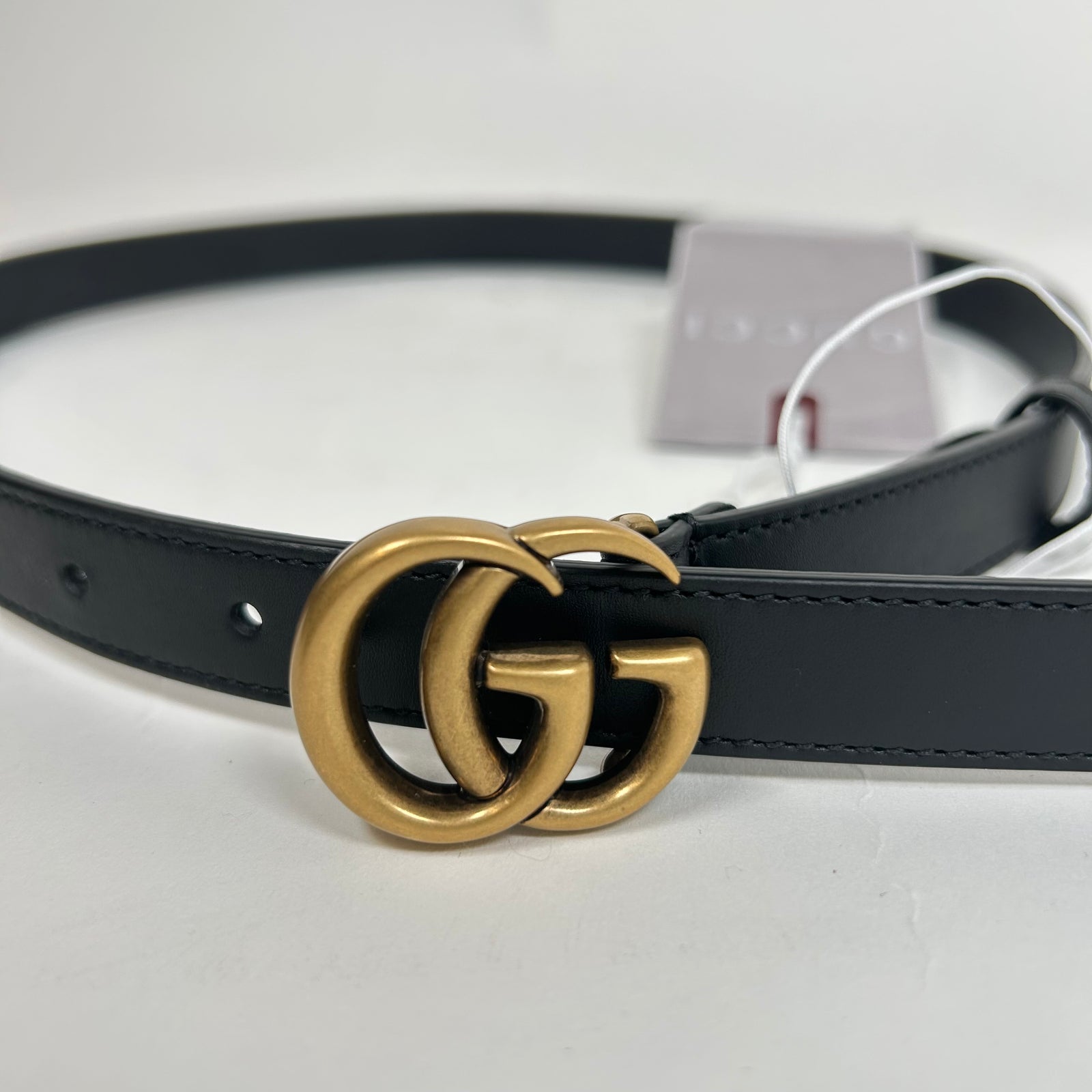 Gucci Black/Gold Small GG Belt SIze 75