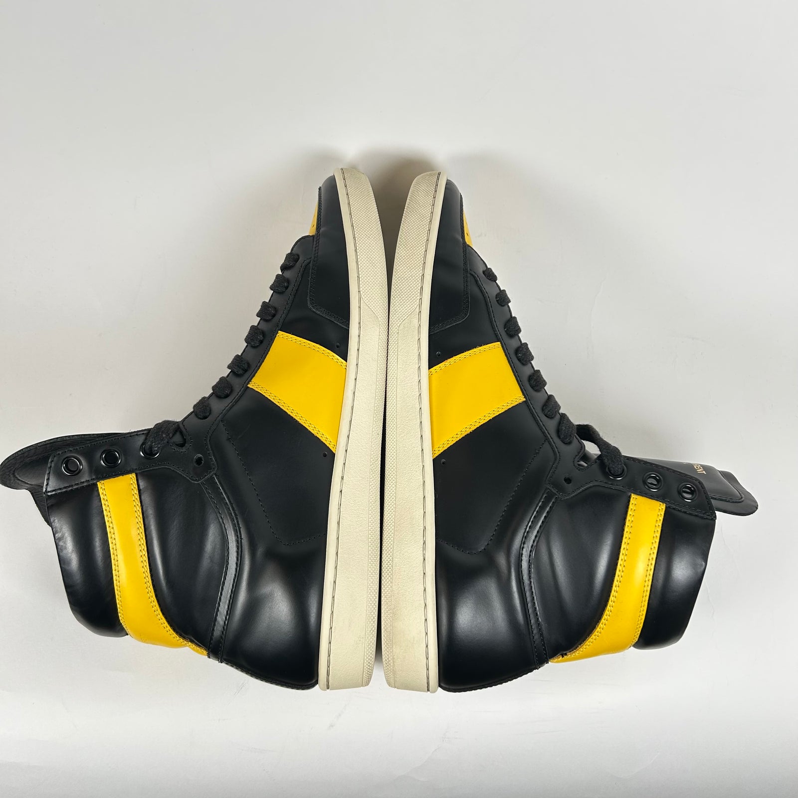 Saint Laurent Yellow/Black Court High Sneakers Size 8
