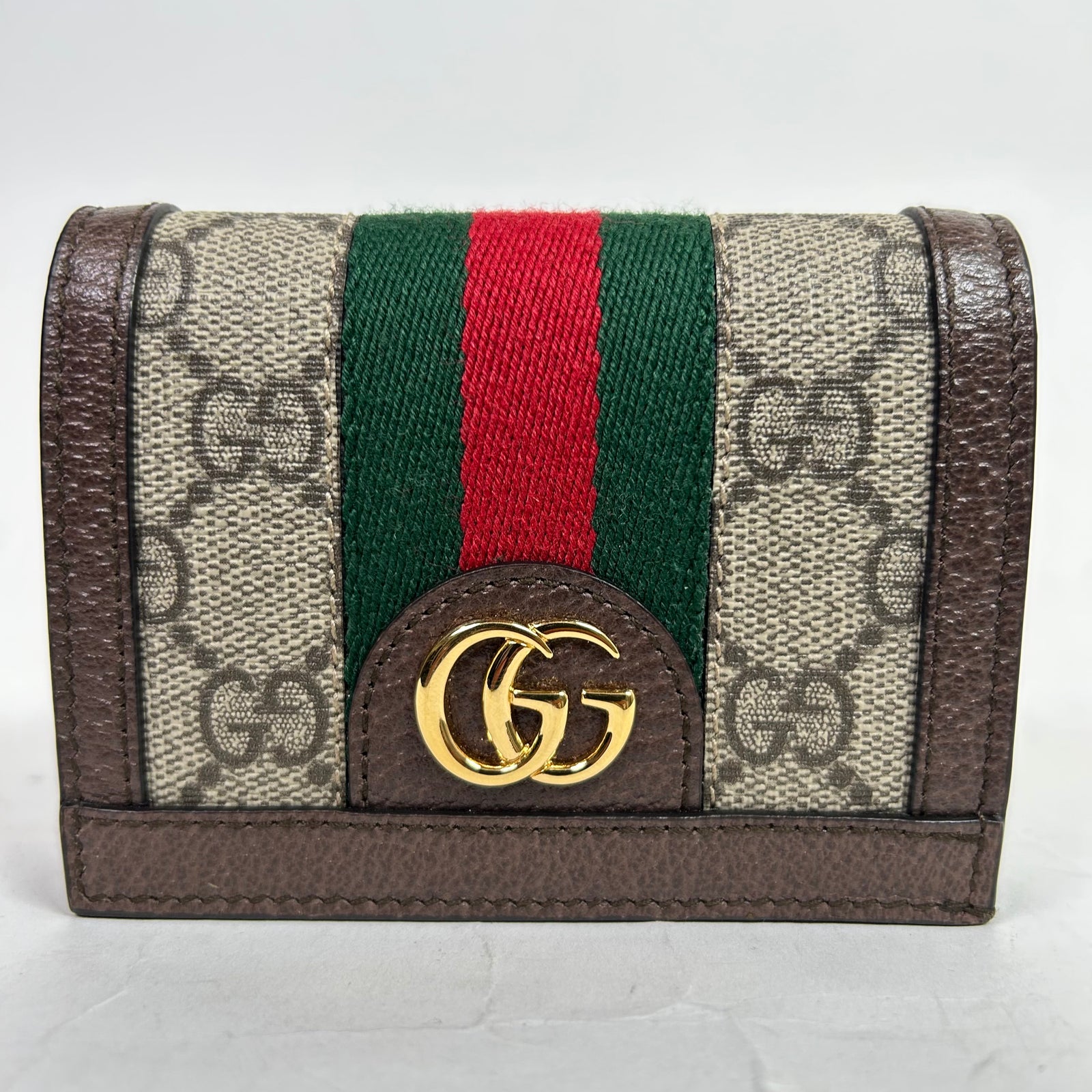 Gucci GG Canvas Ophidia Leather Compact Wallet