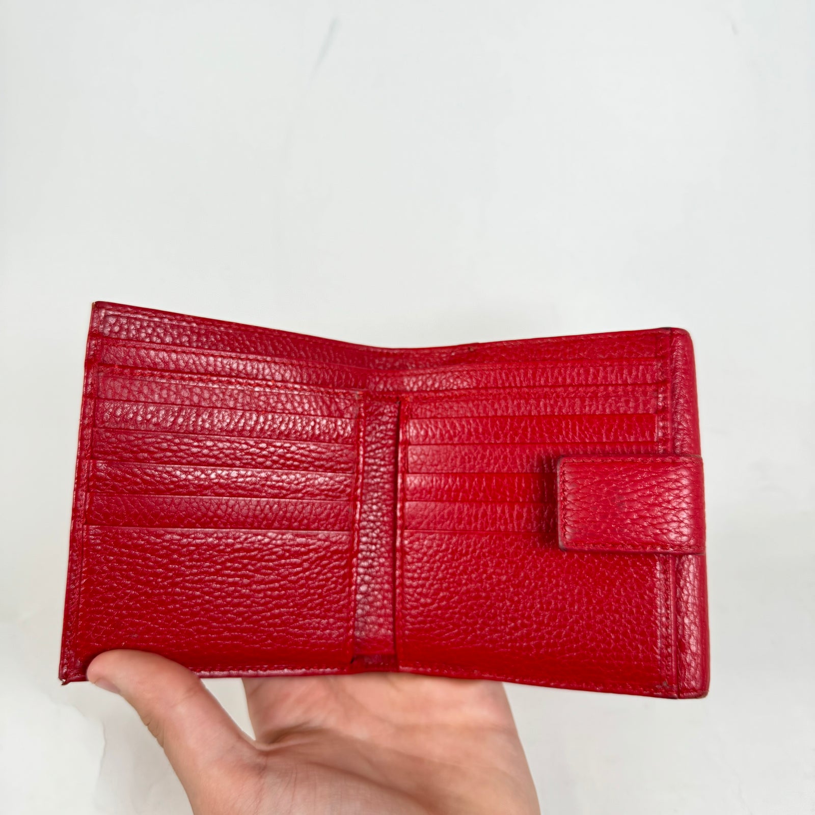 Gucci Red Double G Leather Compact Wallet